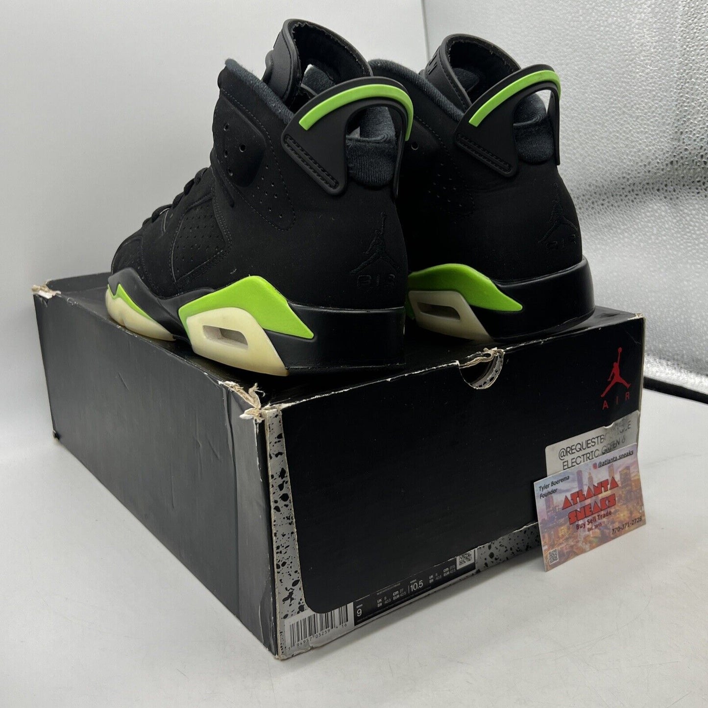 Size 9 - Jordan 6 Retro Electric Green 2021 Black Suede (CT8529-003)