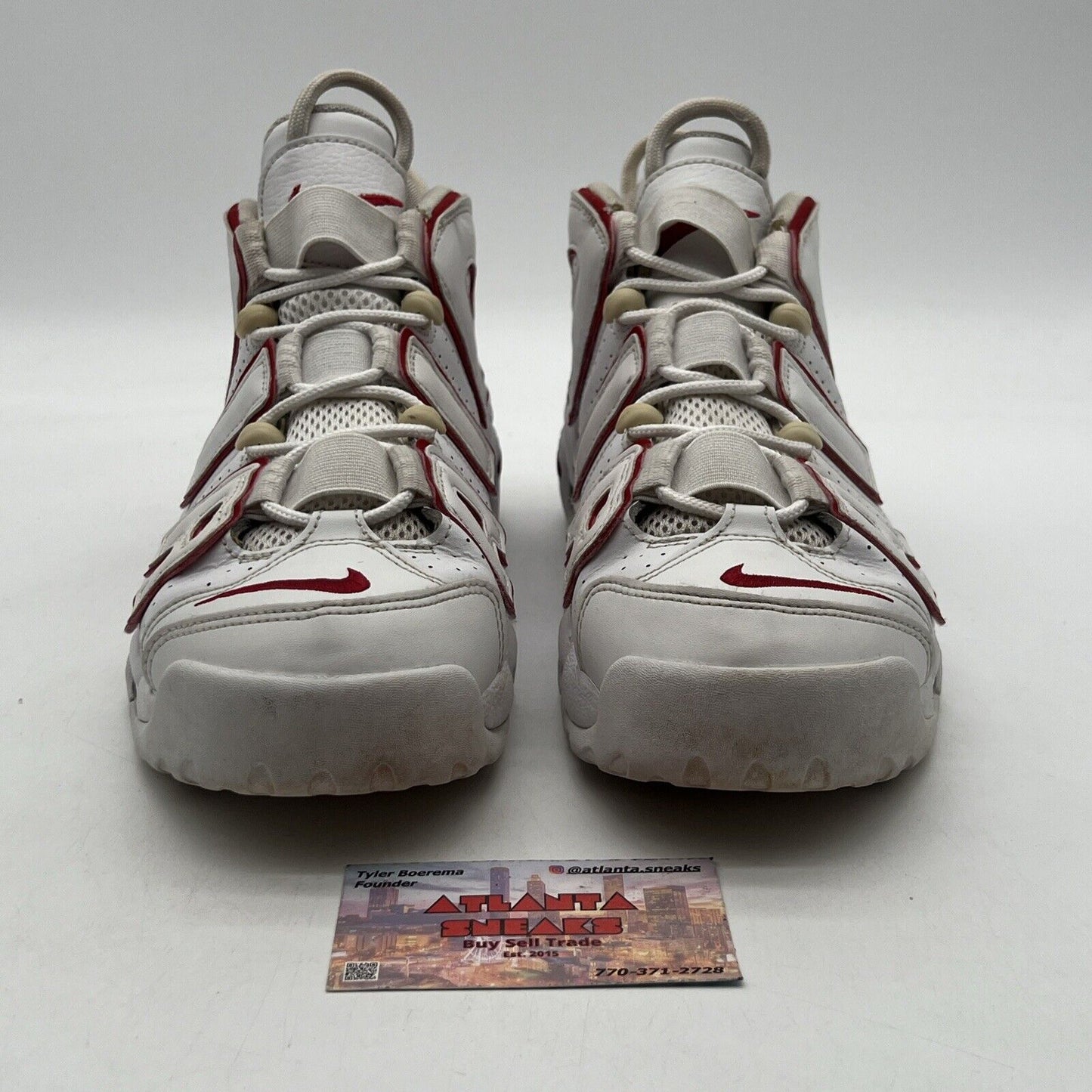 Size 8.5 - Nike Air More Uptempo 2021 White Varsity Red Leather (921948-10221)