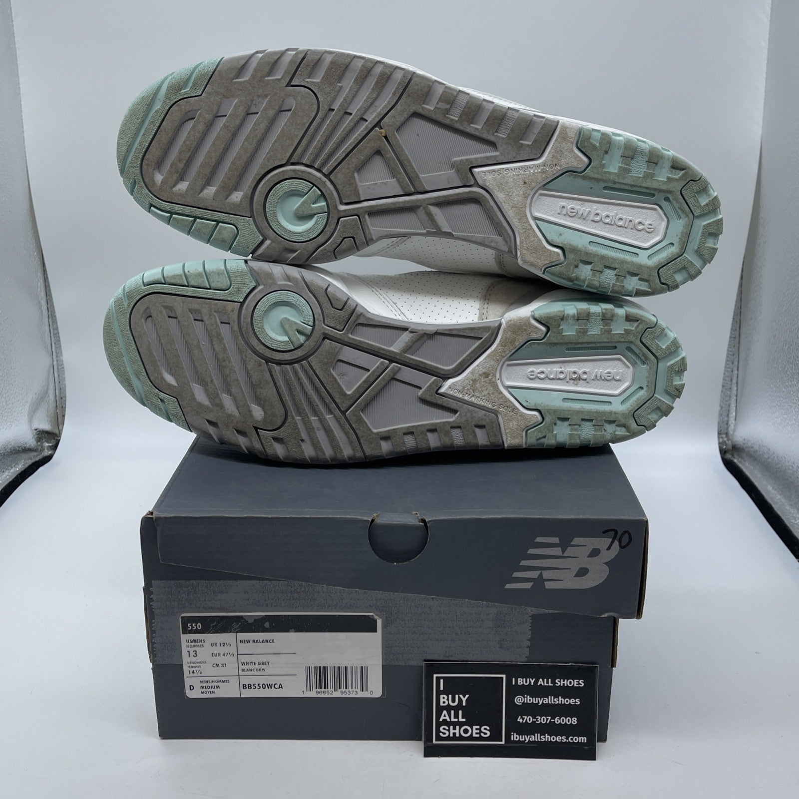 Size 13 - New Balance 550 White Winter Fog  Blue Grey Suede Leather (BB550WCA)