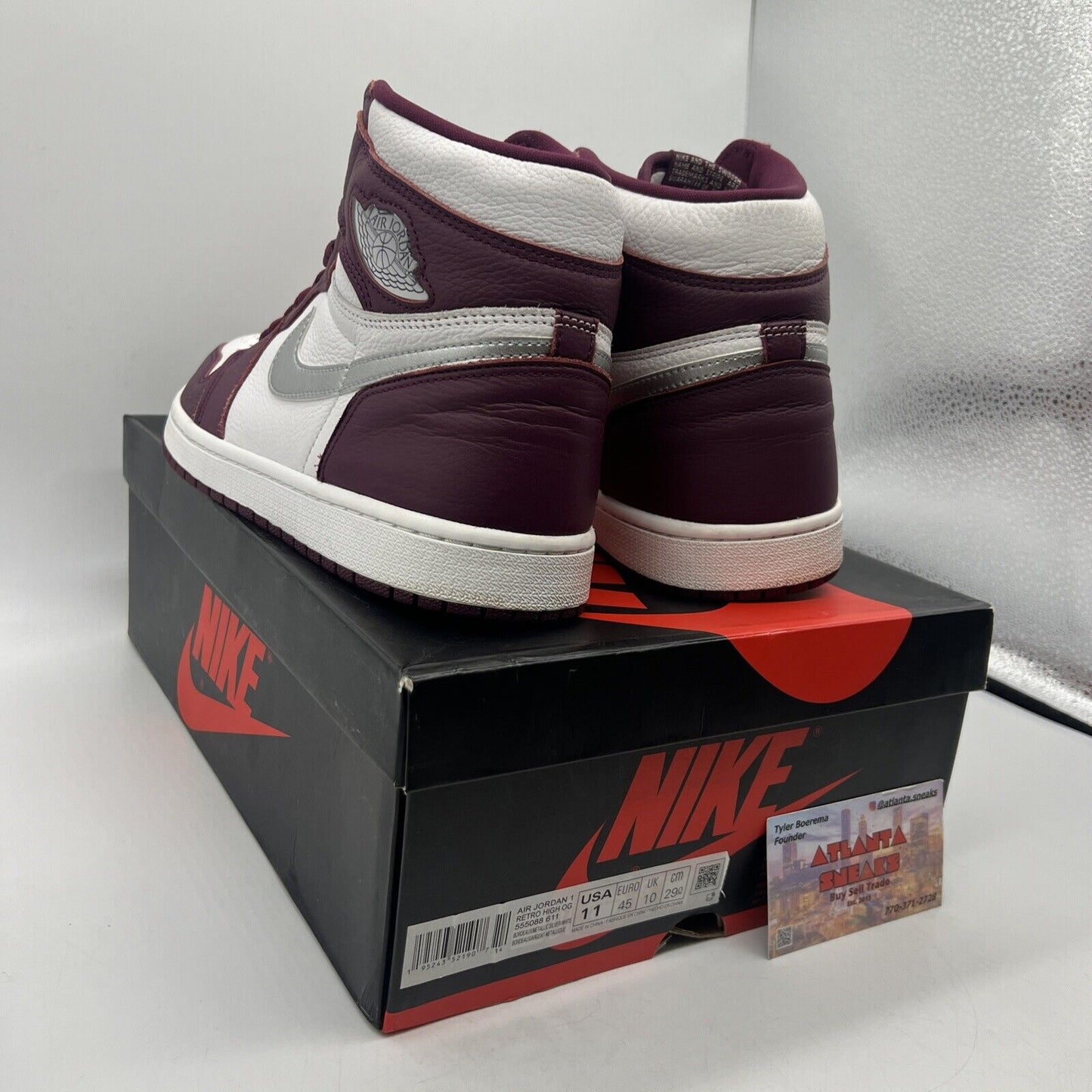 Air Jordan 1 Retro High OG ‘Bordeaux’ 555088-611 SIZE 11 Men’s White Leather