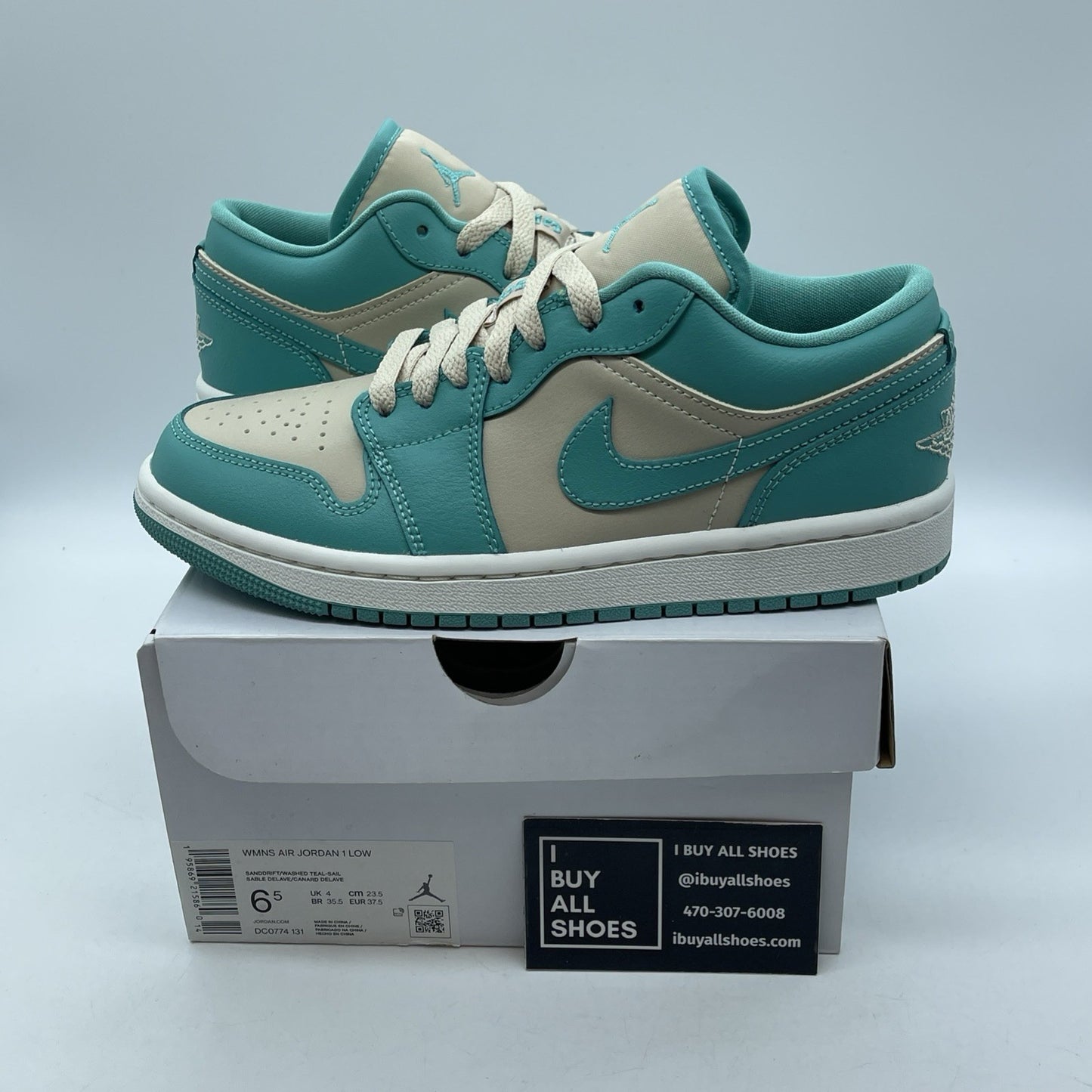 Size 6.5W - Nike Air Jordan 1 Low Washed Tropical Teal  Leather (DC0774-131)