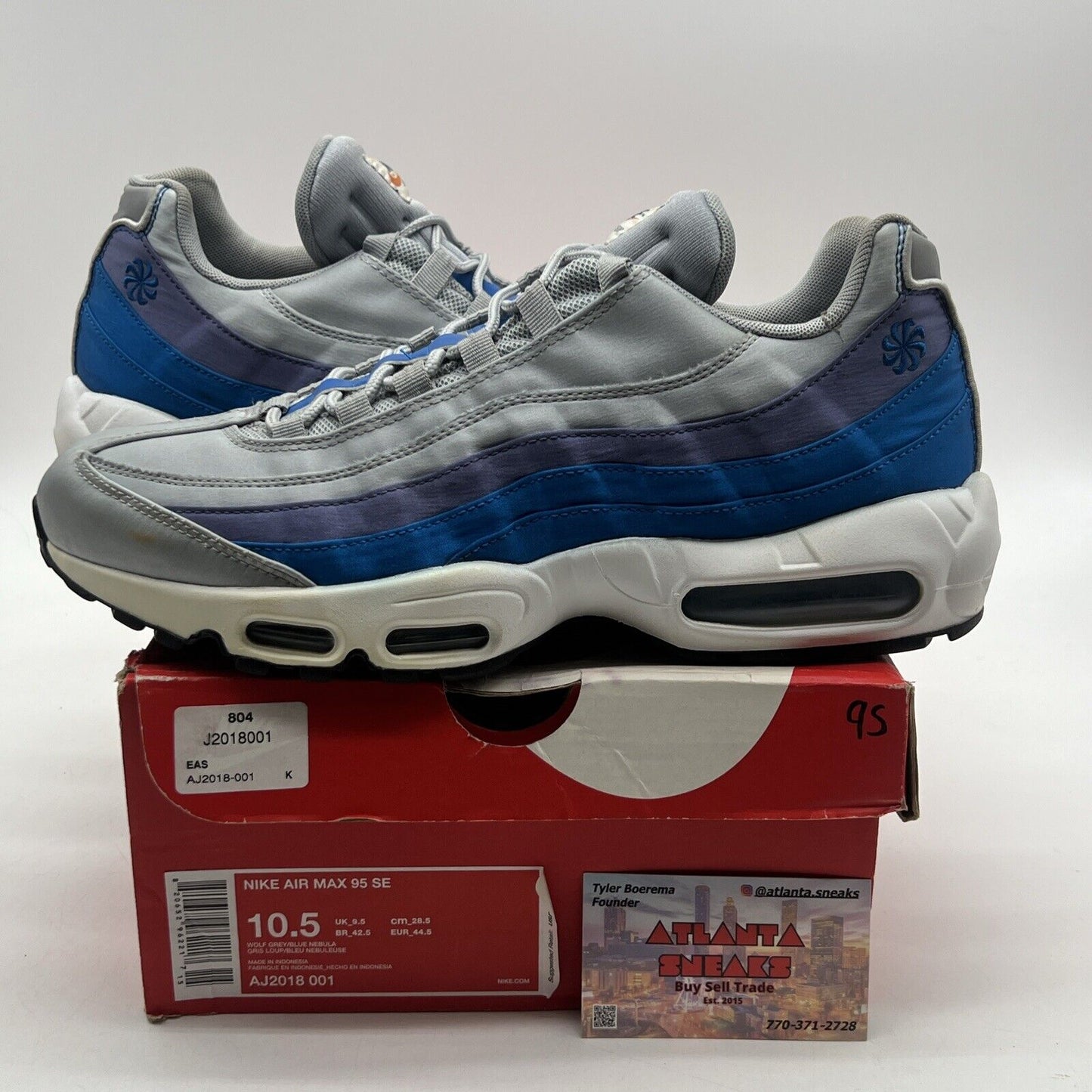 Size 10.5 - Nike Air Max 95 Blue Nebula Grey Purple White (AJ2018-001)
