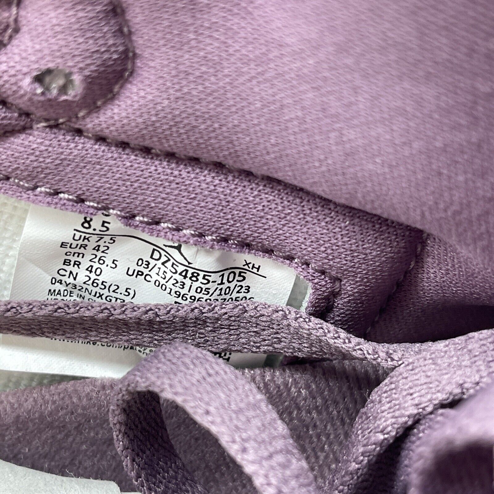 Size 8.5 - Air Jordan 1 Retro OG High Mauve Purple White Leather (DZ5485-105)