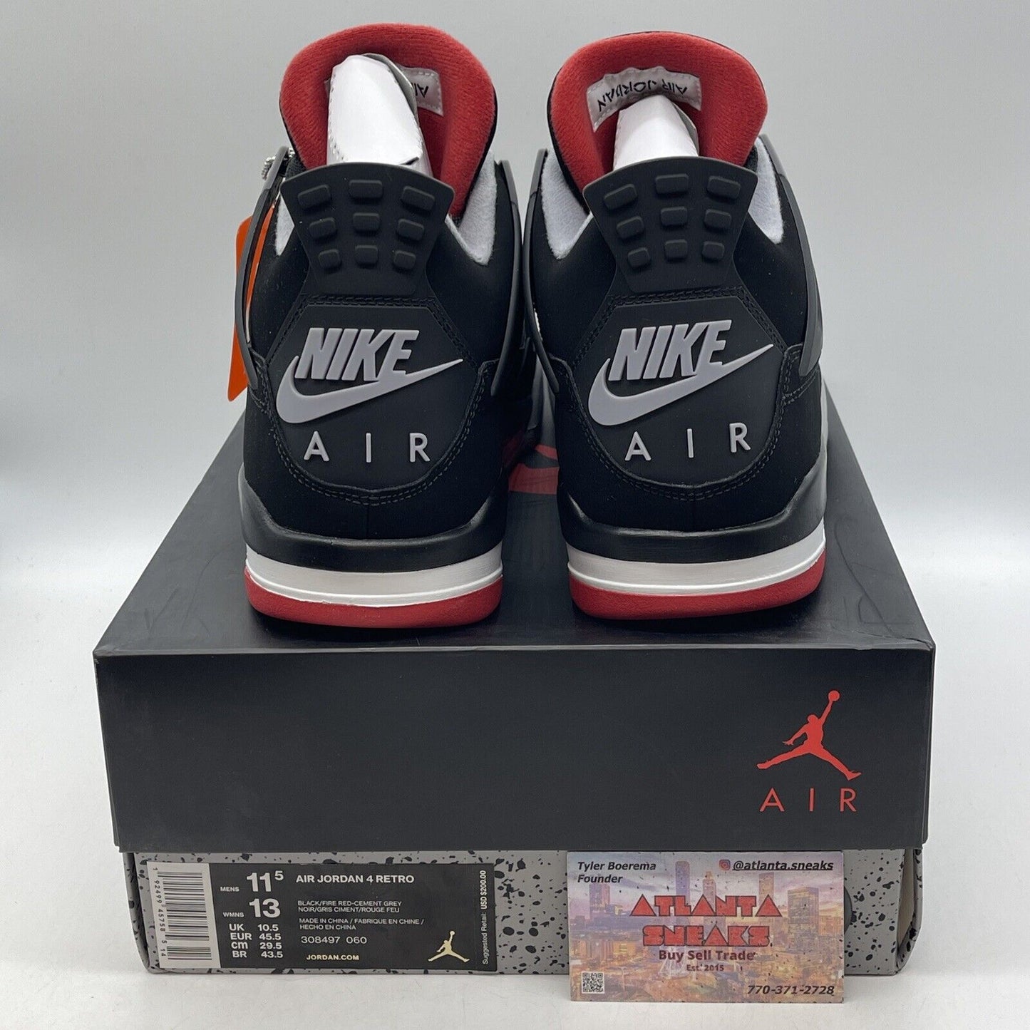 Size 11.5 - Jordan 4 Retro OG Mid Bred 2019 Black Suede Red Grey (308497-060)