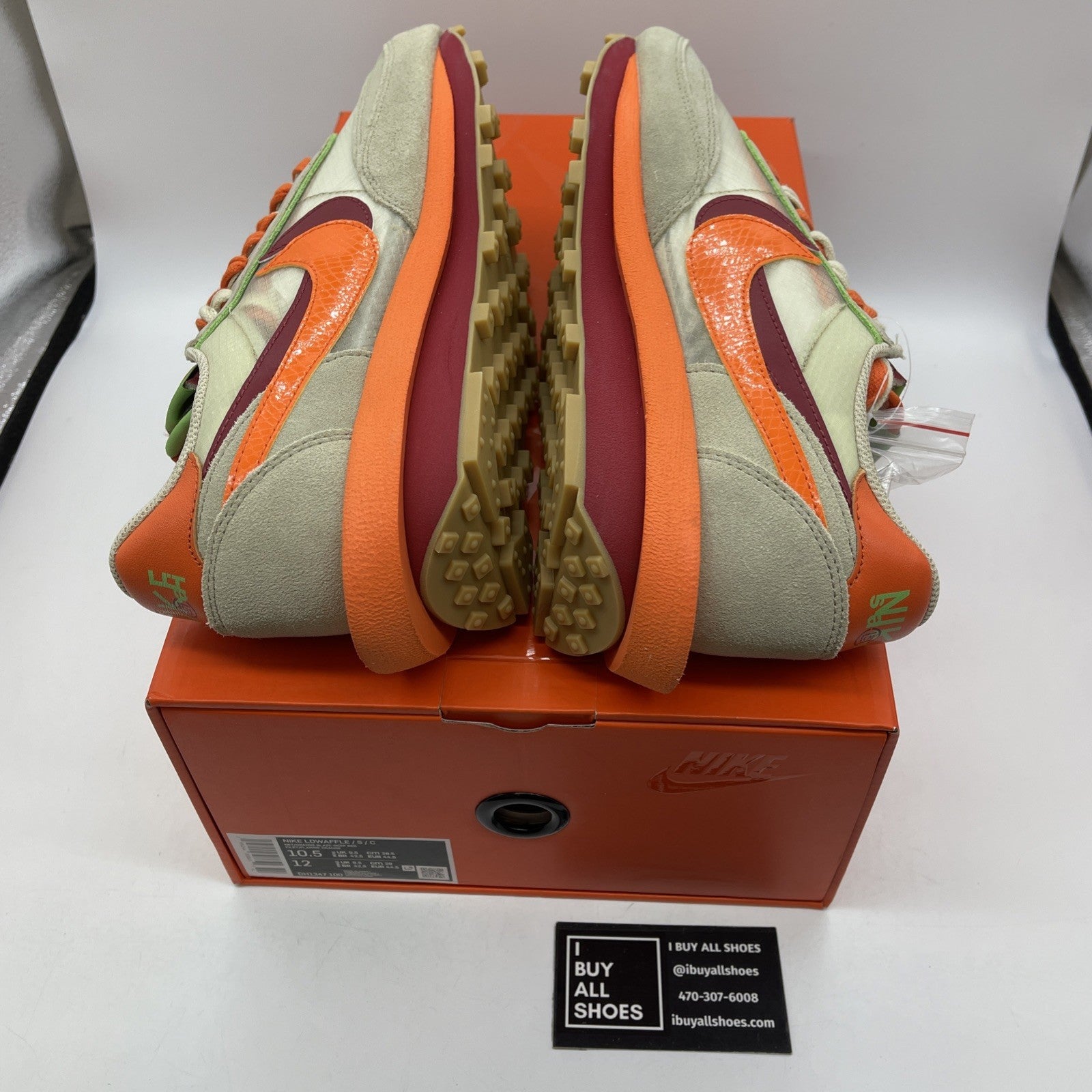 Size 10.5 - Nike sacai x Clot x LDWaffle Net Orange Blaze Suede (DH1347-100)