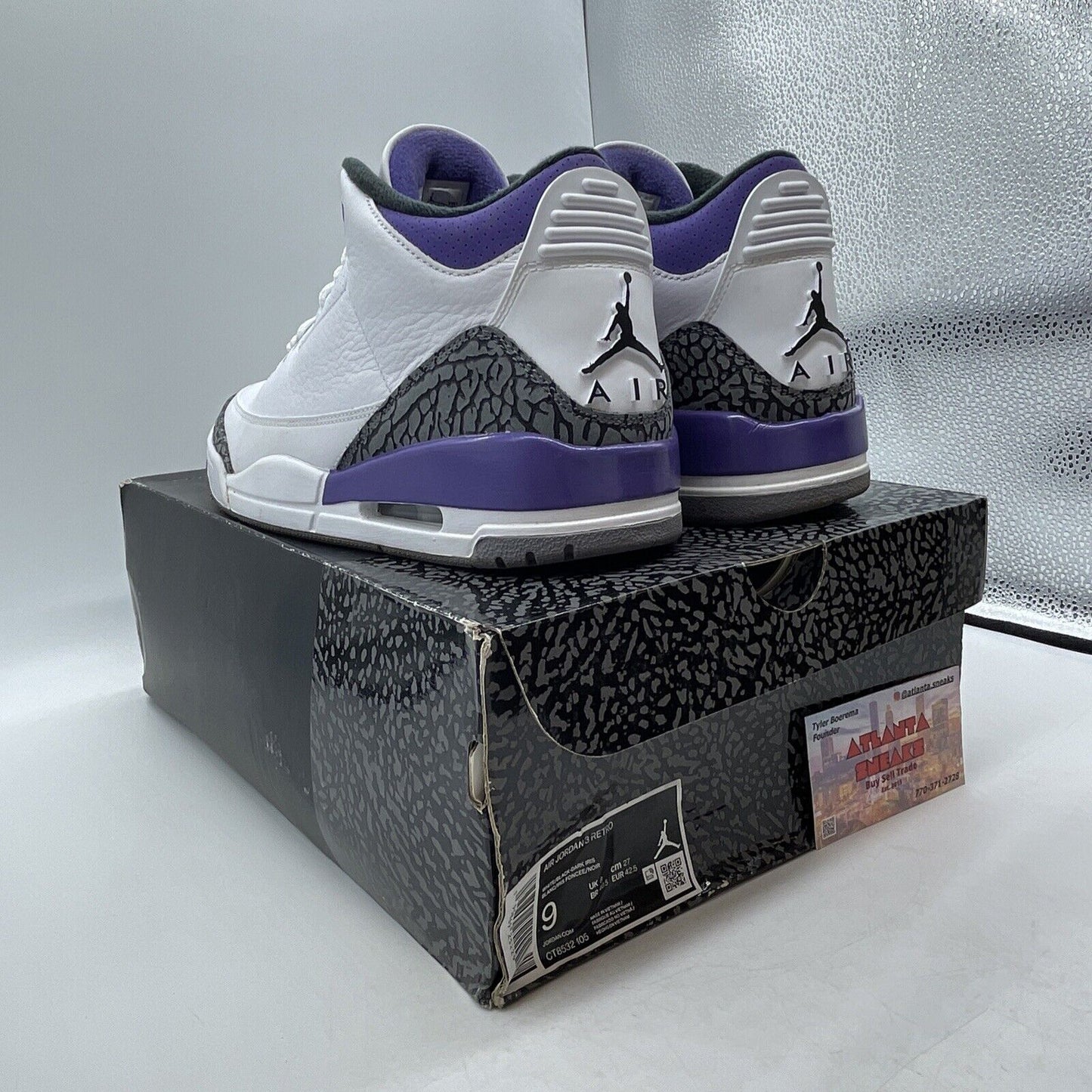 Size 9 - Jordan 3 Retro Mid Dark Iris Purple White Grey (CT8532-105)