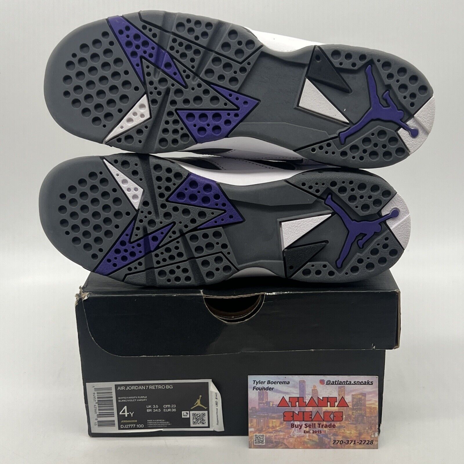 Nike Air Jordan 7 Retro Flint GS White Gray Purple DJ2777-100 Youth Size 4Y