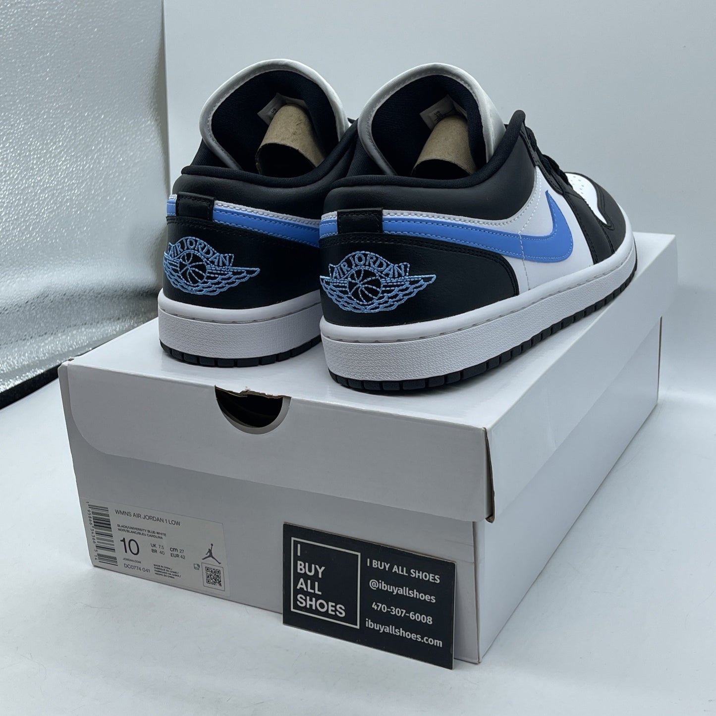 Size 10 - Nike Air Jordan 1 Low Black University Blue White (DC0774-041)