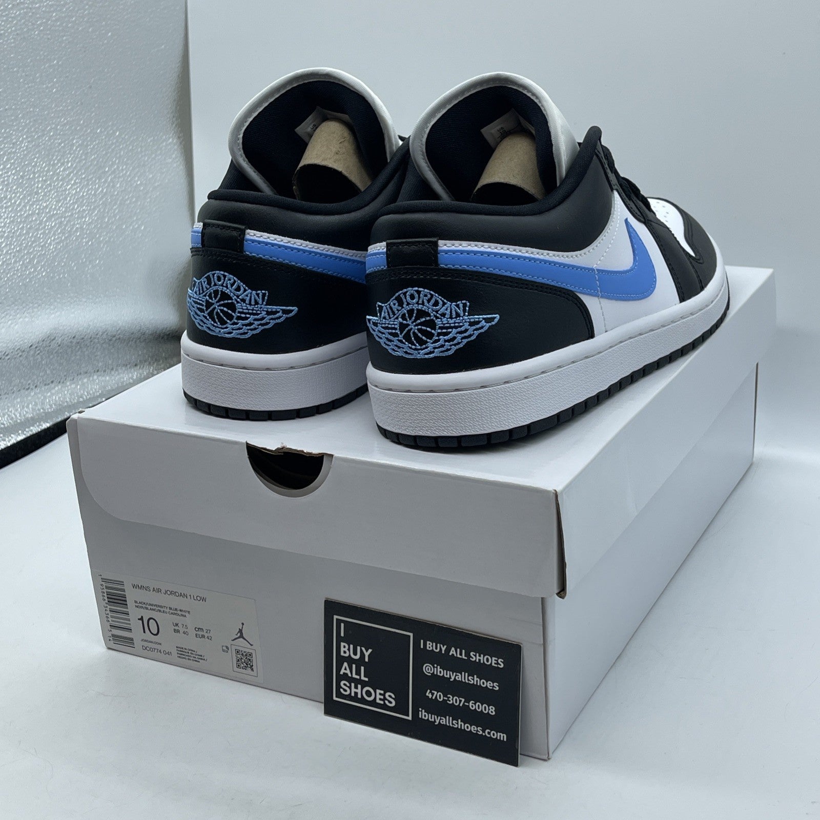 Size 10 - Nike Air Jordan 1 Low Black University Blue White (DC0774-041)