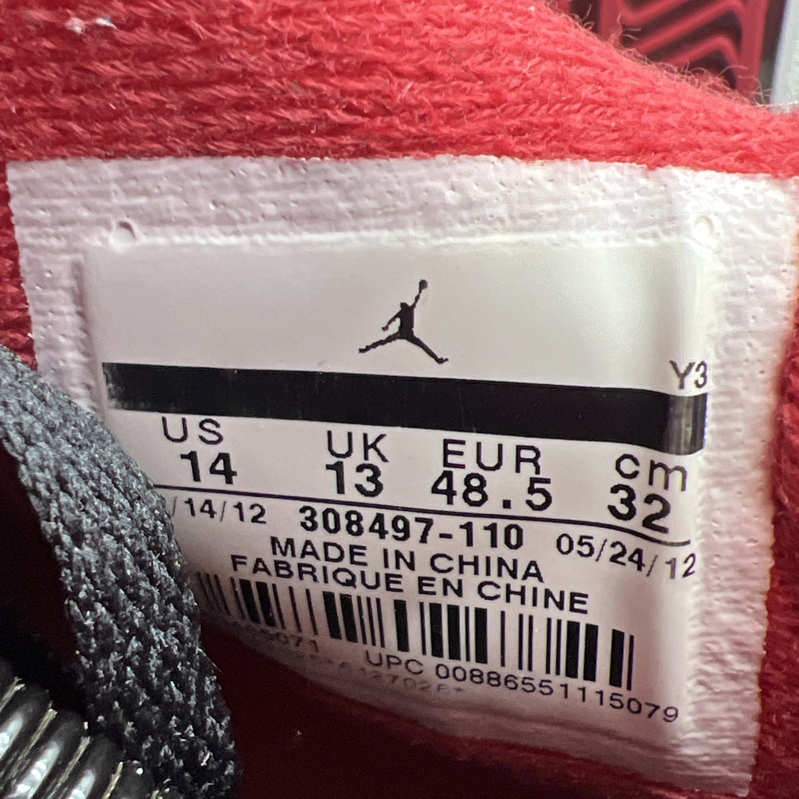 Size 14 - Air Jordan 4 Retro Fire Red 2012 (308497-110)