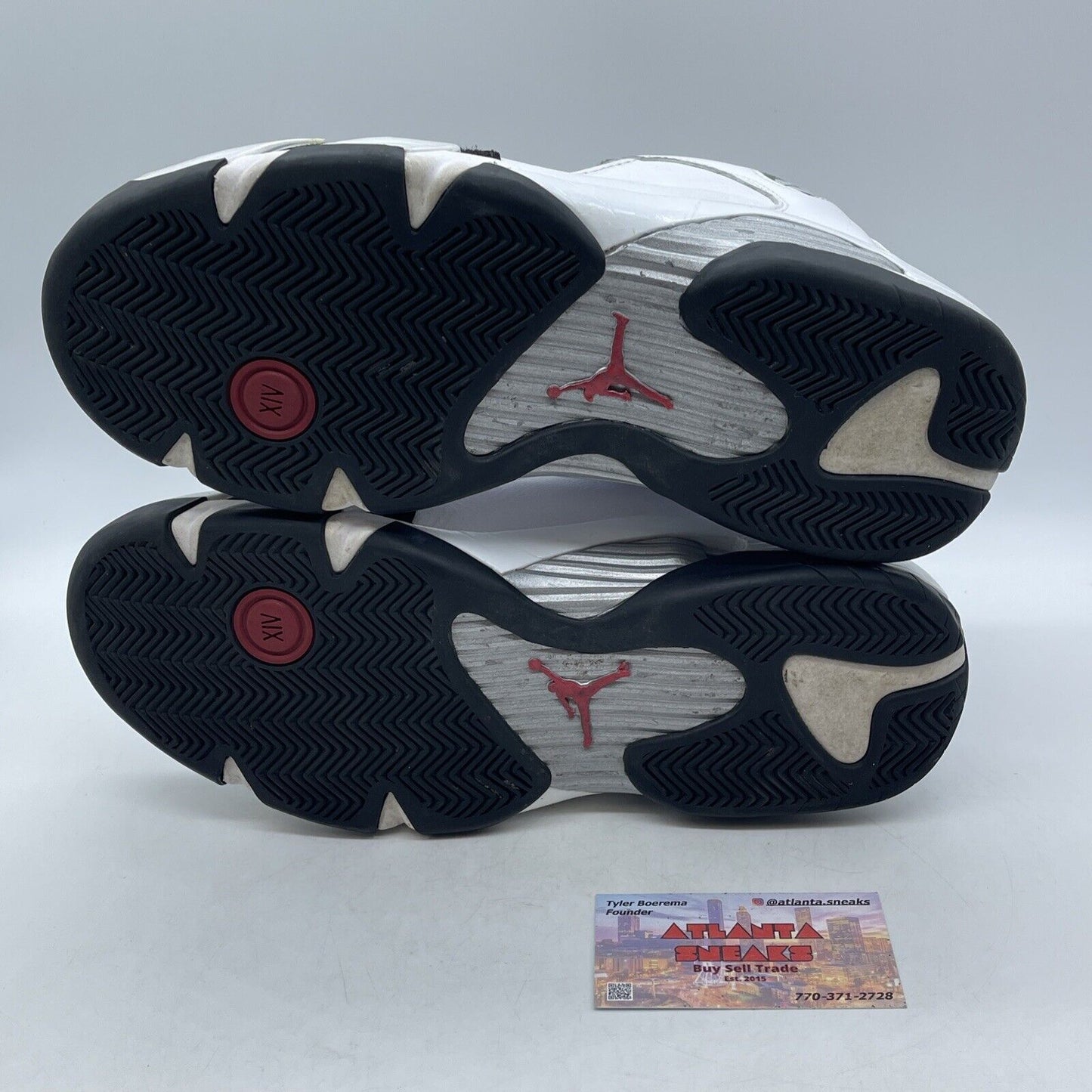 Size 11 - Air Jordan 14 Retro 2014 Black Toe White Red Leather (487471-102)