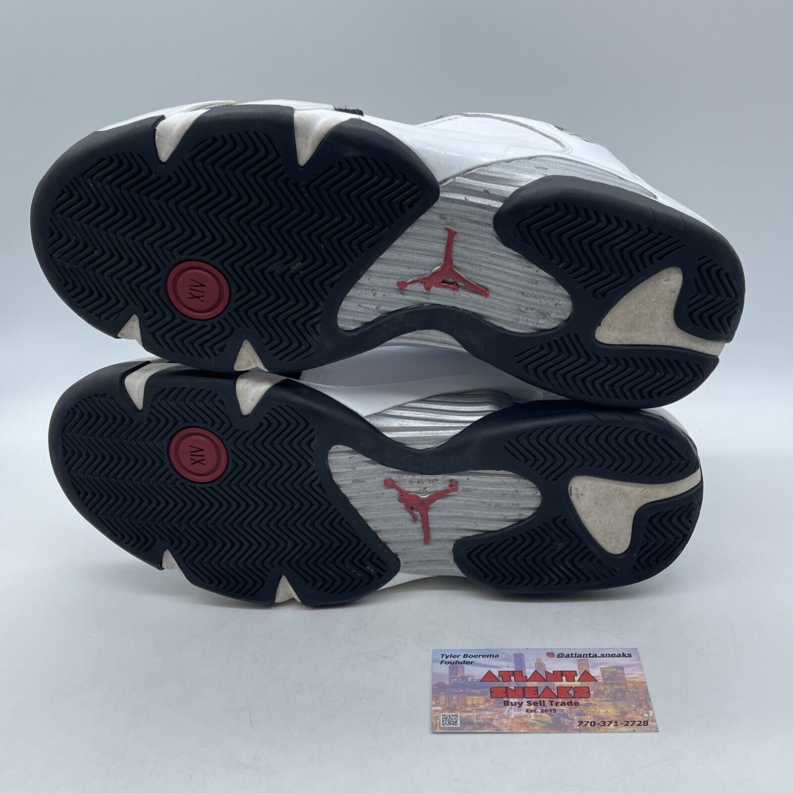 Size 11 - Air Jordan 14 Retro 2014 Black Toe White Red Leather (487471-102)
