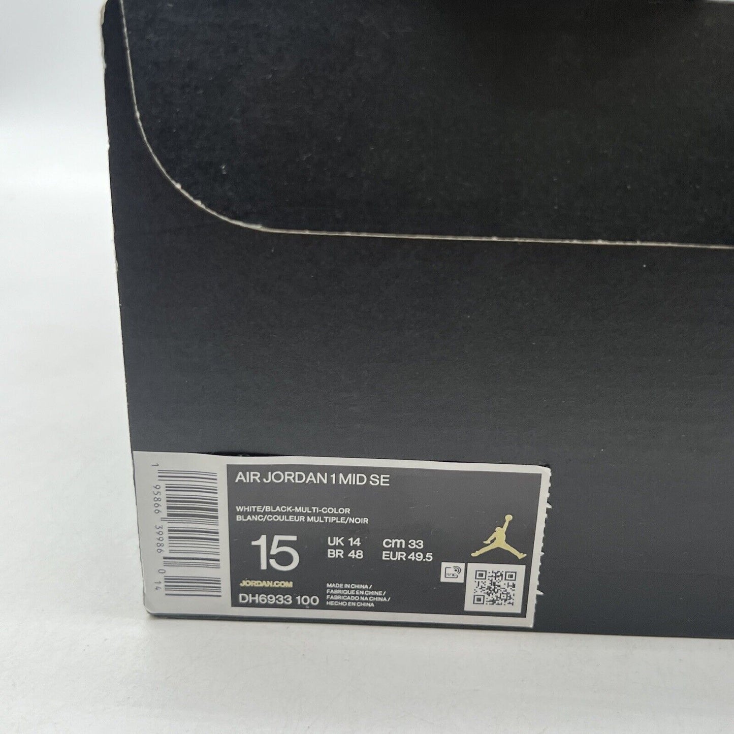 Size 15 - Jordan 1 Mid SE Diamond Black White Leather (DH6933-100)