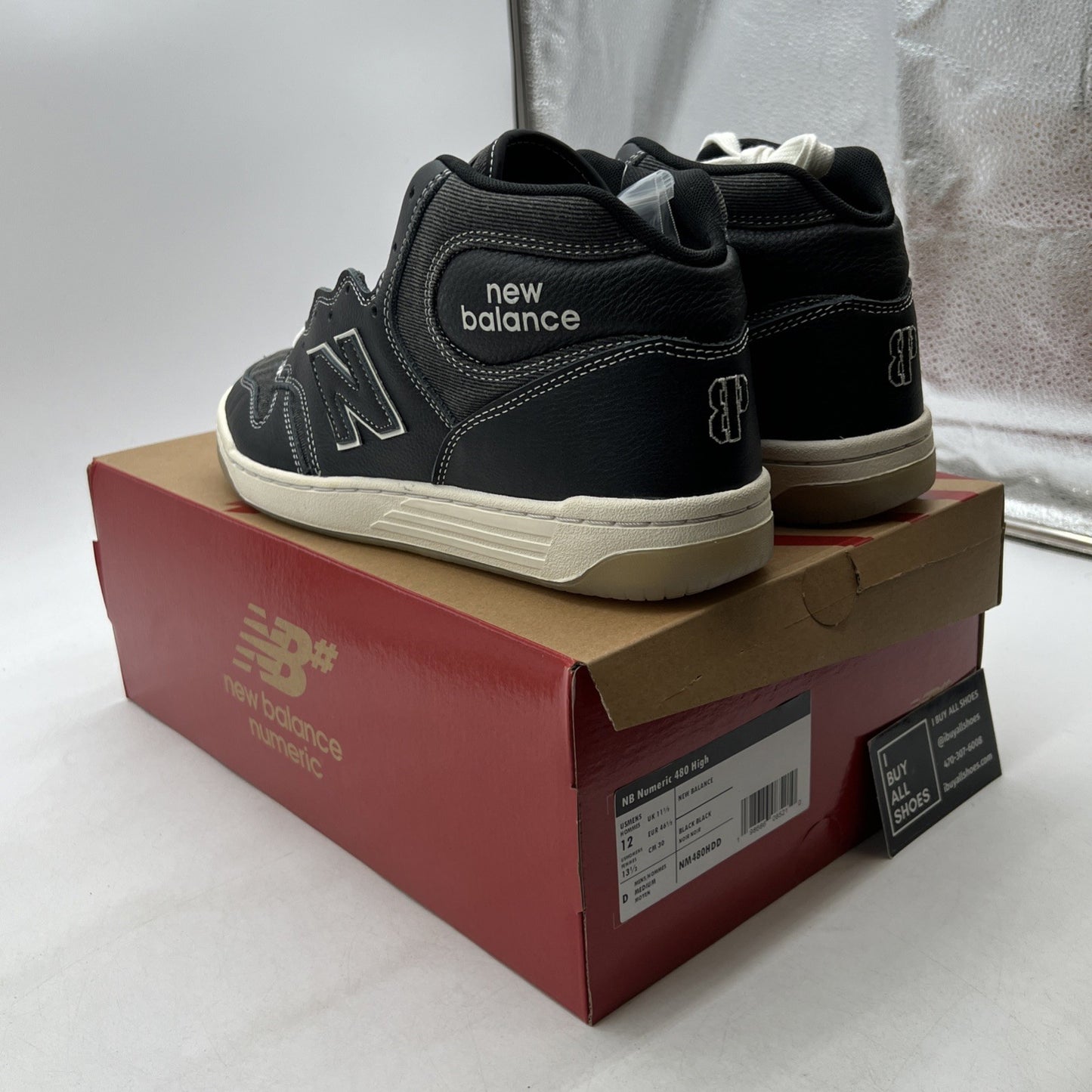 Size 12 - New Balance 480 High Black White Sneaker (NM480HDD)
