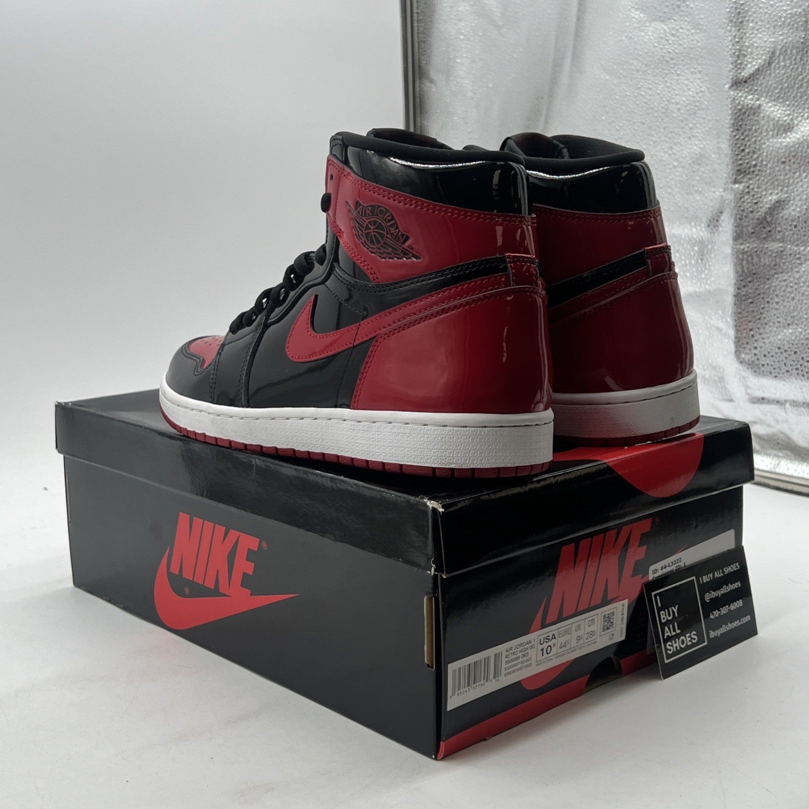 Size 10.5 - Air Jordan 1 Retro OG High Patent Bred (555088-063)