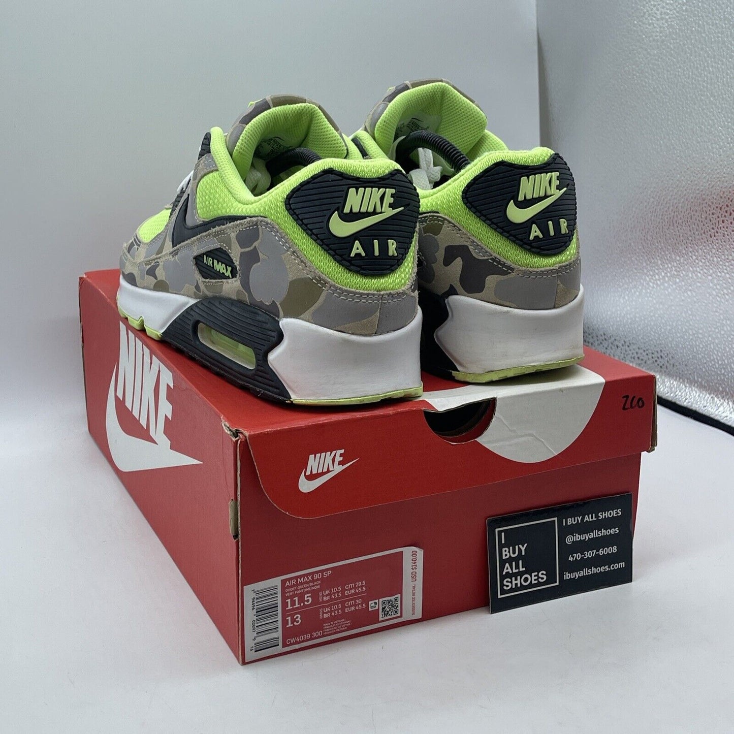 Size 11.5 - Nike Air Max 90 Green Camo Suede Leather (CW4039-300)