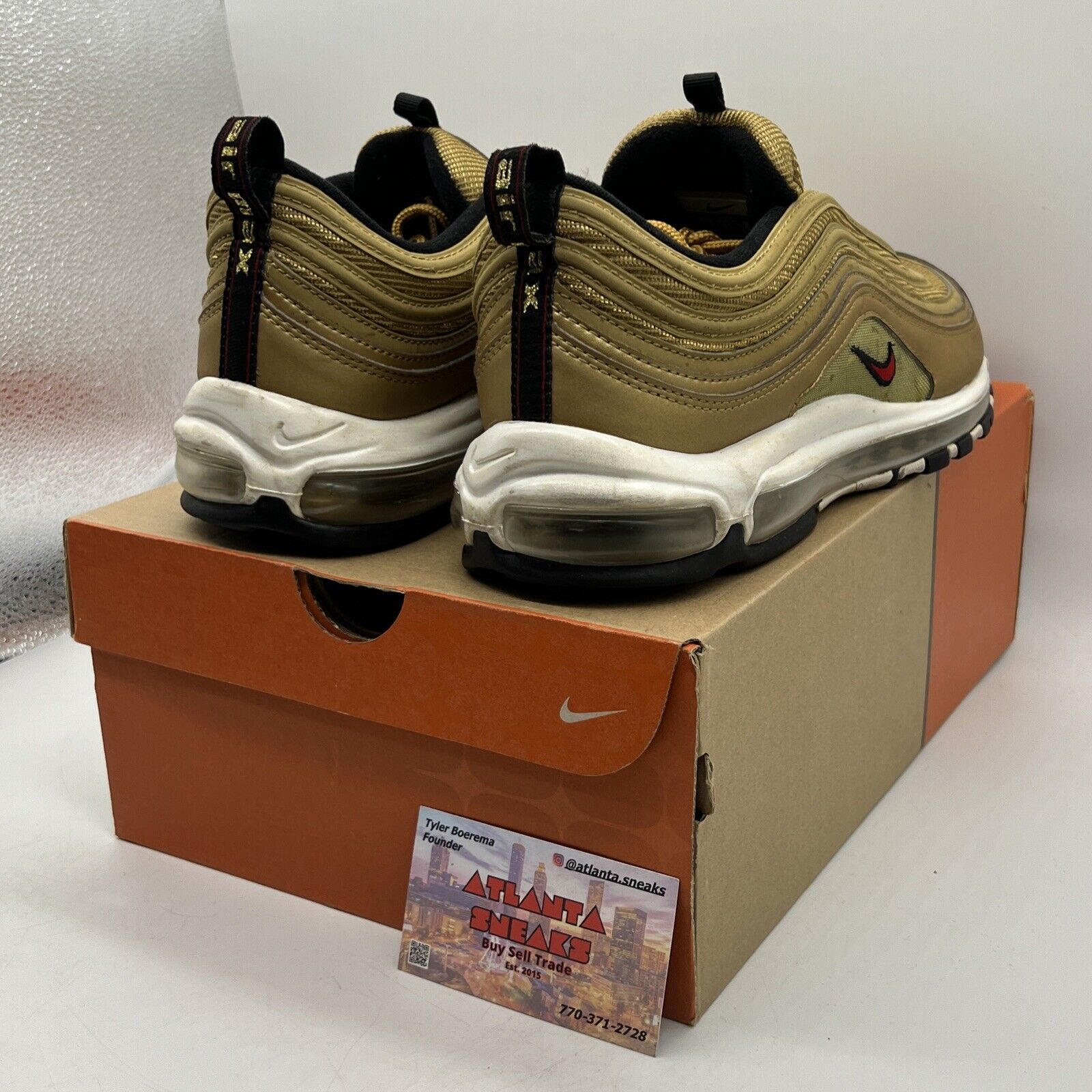 Size 12 - Nike Air Max 97 OG QS Metallic Gold White Black (884421-700)