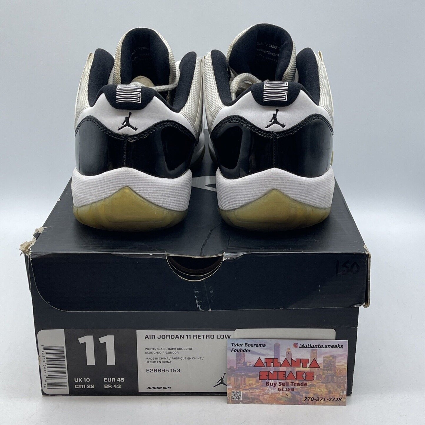 Size 11 - Air Jordan 11 Retro Low Concord Black Leather White Suede (528895-153)