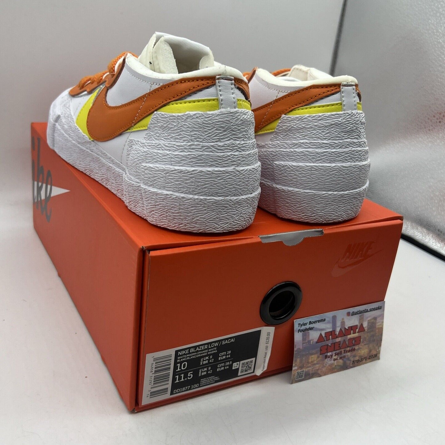 Size 10 - Nike Blazer Low x Sacai Magma Orange Brand New Og All