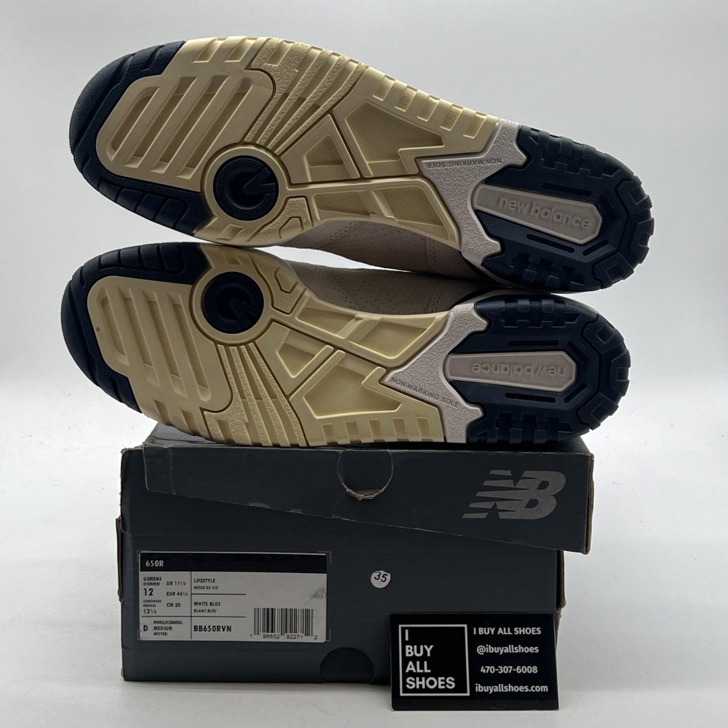 Size 12 - NEW BALANCE 650R SEA SALT NAVY MEN'S SHOES (BB650RVN)