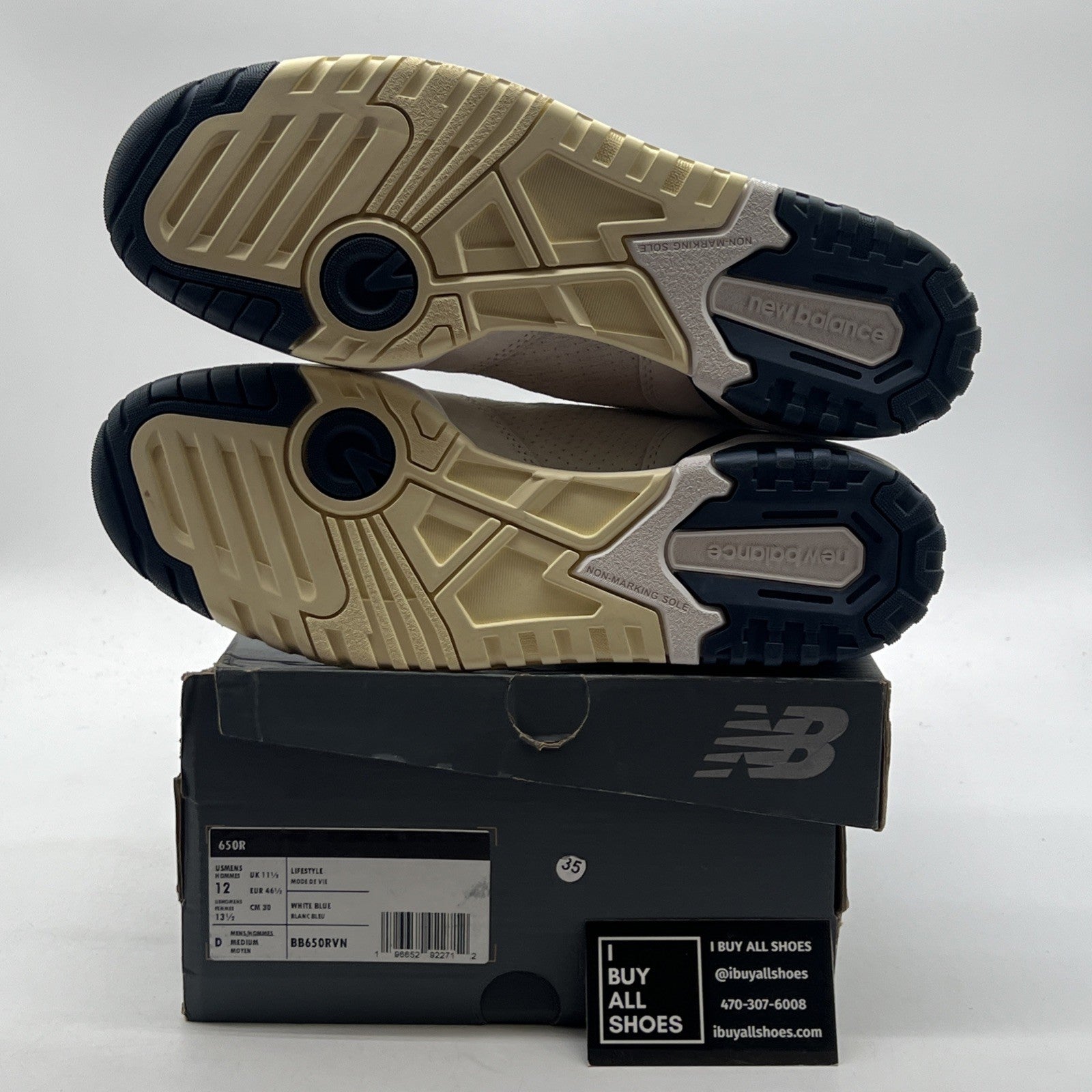 Size 12 - NEW BALANCE 650R SEA SALT NAVY MEN'S SHOES (BB650RVN)