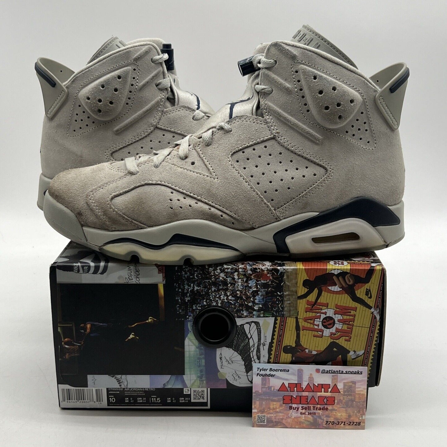 Size 10 - Jordan 6 Retro Mid Georgetown Grey Navy Suede (CT8529-012)