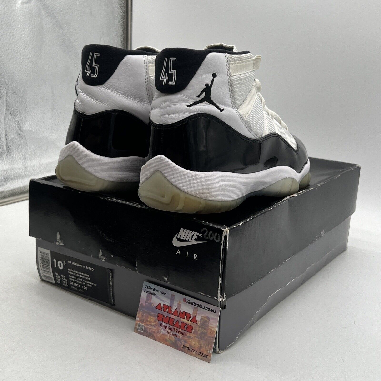 Size 10.5 - Jordan 11 Retro High Concord Black White Leather (378037-100)