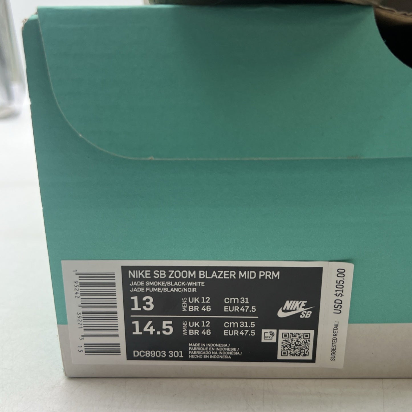 Size 13 - Nike SB Zoom Blazer Mid PRM Acclimate Jade Smoke (DC8903-301)