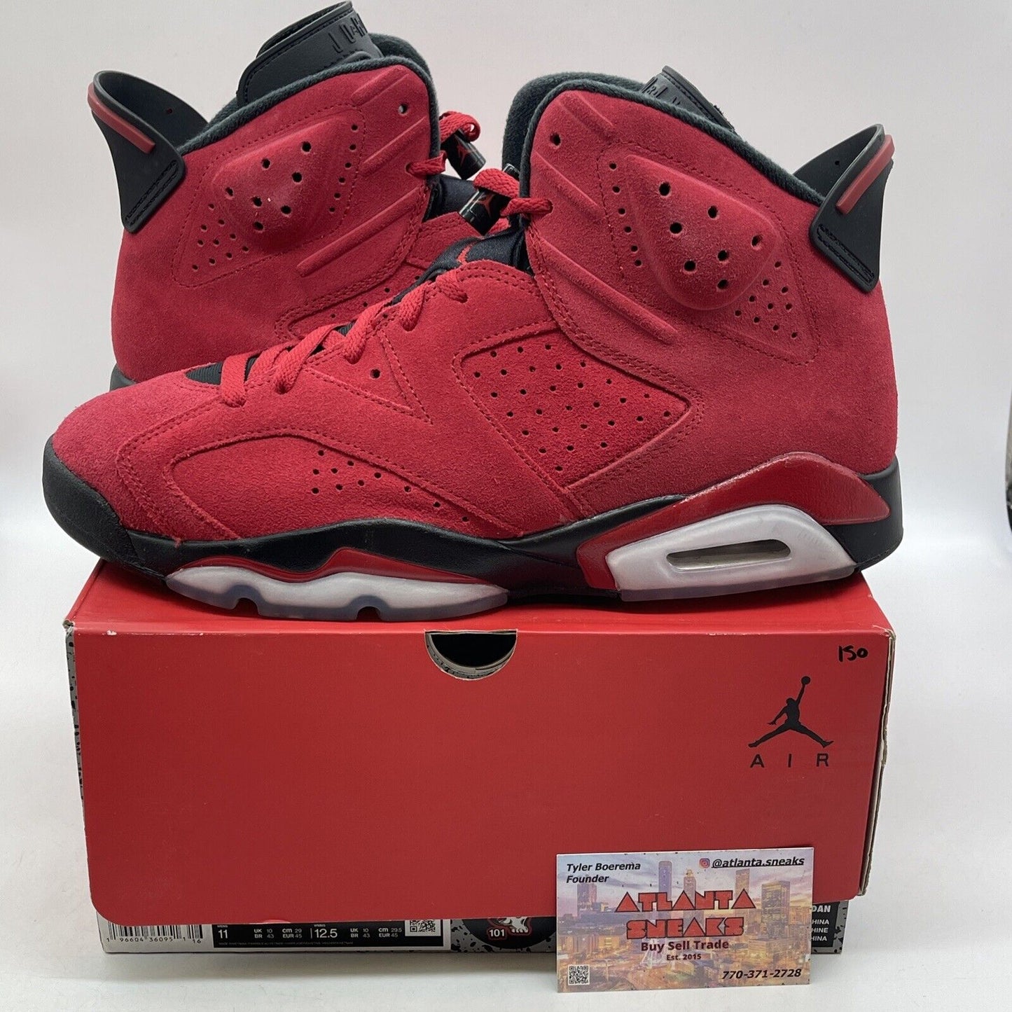 Size 11 - Air Jordan 6 Retro Toro Bravo Black Red Suede Leather (CT8529-600)