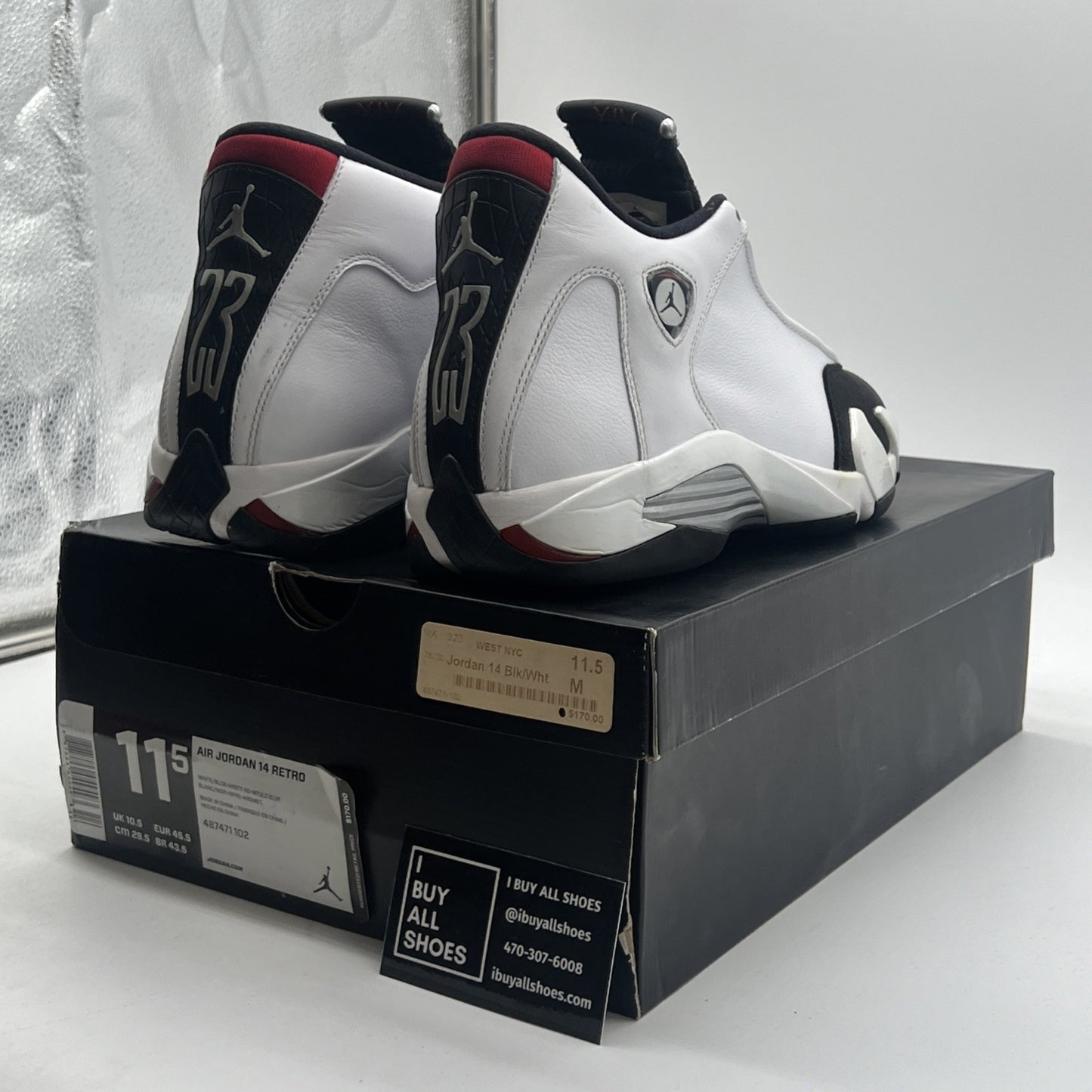Size 11.5 - Air Jordan 14 Retro 2014 Black Toe (487471-102)