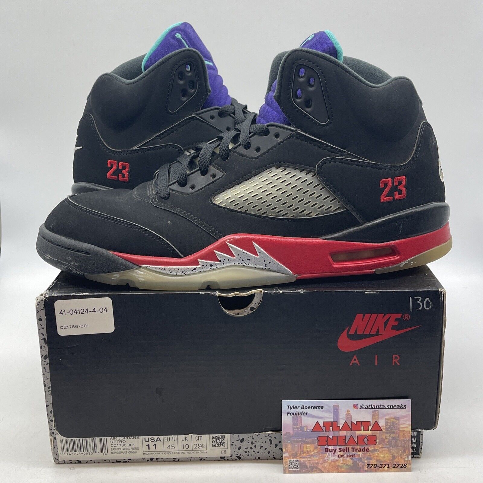 Size 11 - Jordan 5 Retro Top 3 Black 2020 Red Silver blue Suede (CZ1786-001)