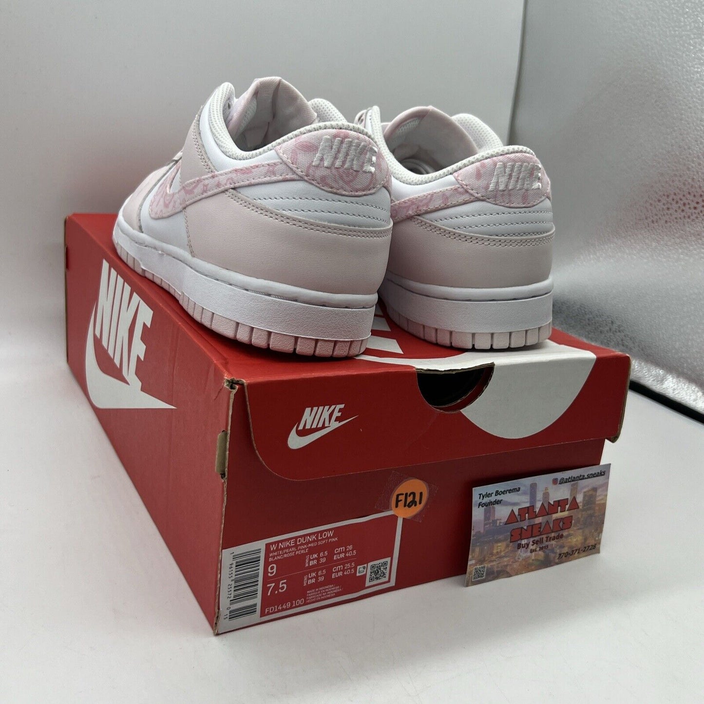 Size 9 - Nike Dunk Low Pink Paisley 2023 Brand New Og All White