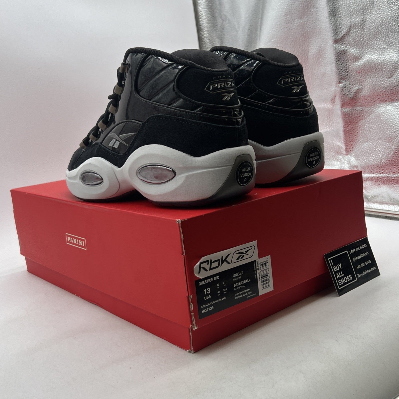 Size 13 - Reebok Panini x Question Mid Black Pulsar Prizm (HQ4135)