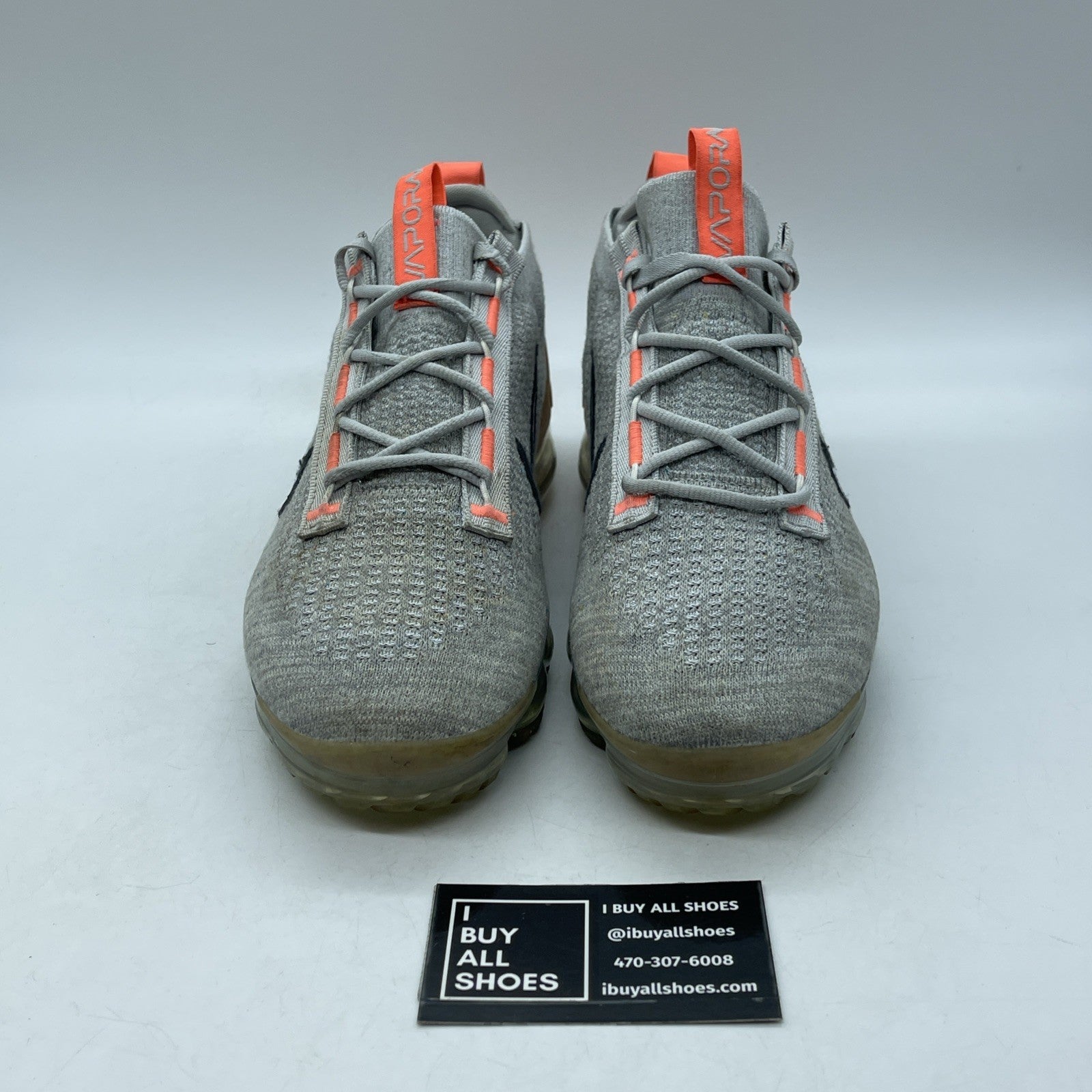 Size 9.5 - Nike Air VaporMax 2021 Flyknit Grey Fog Bright Mango