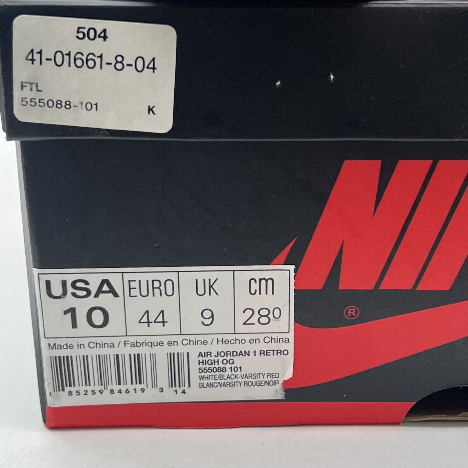 Size 10 - Air Jordan 1 Retro OG High Chicago (555088-101)