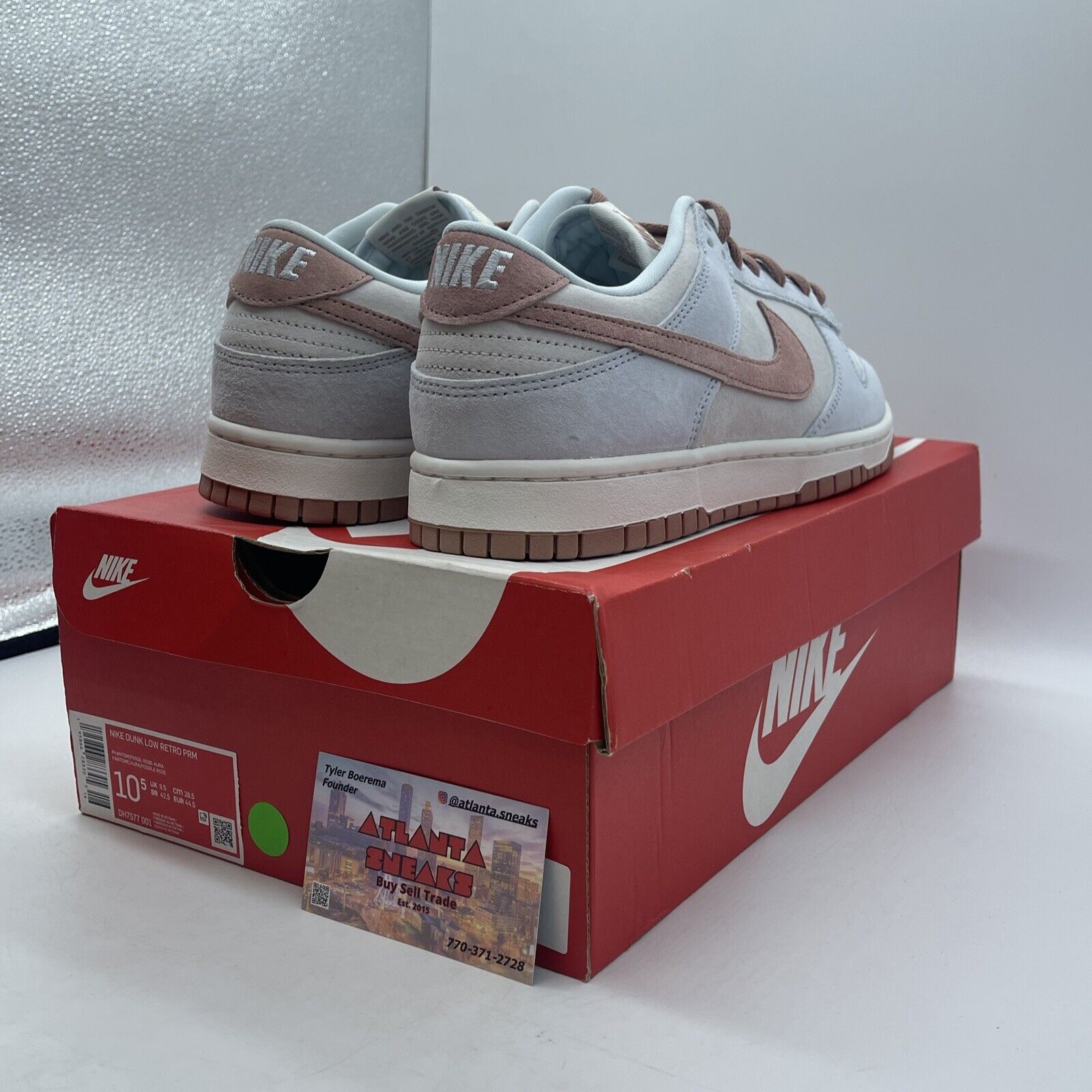 Size 10.5 - Nike Dunk Premium Low Fossil Rose Pink Grey White Suede (DH7577-001)