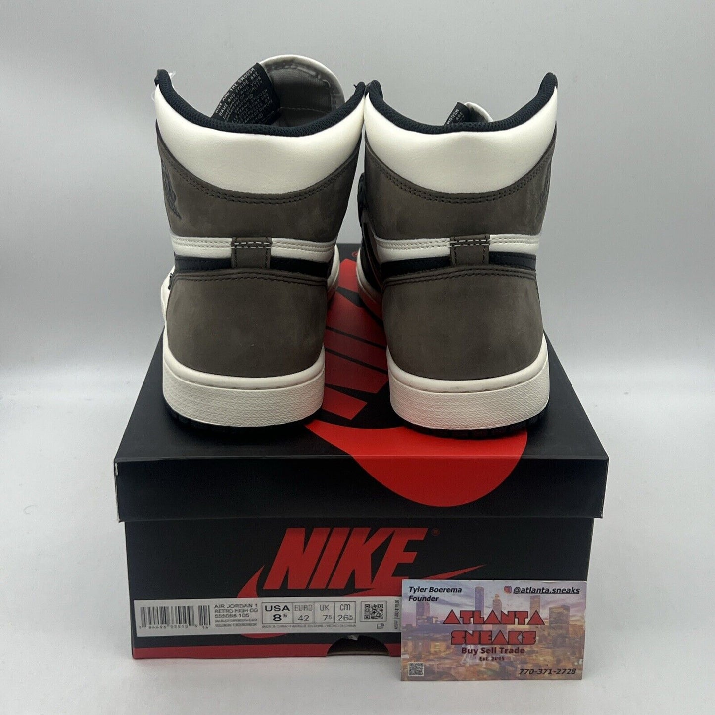 Size 8.5 - Jordan 1 Retro OG High Dark Mocha Brand New Og All Black White DS