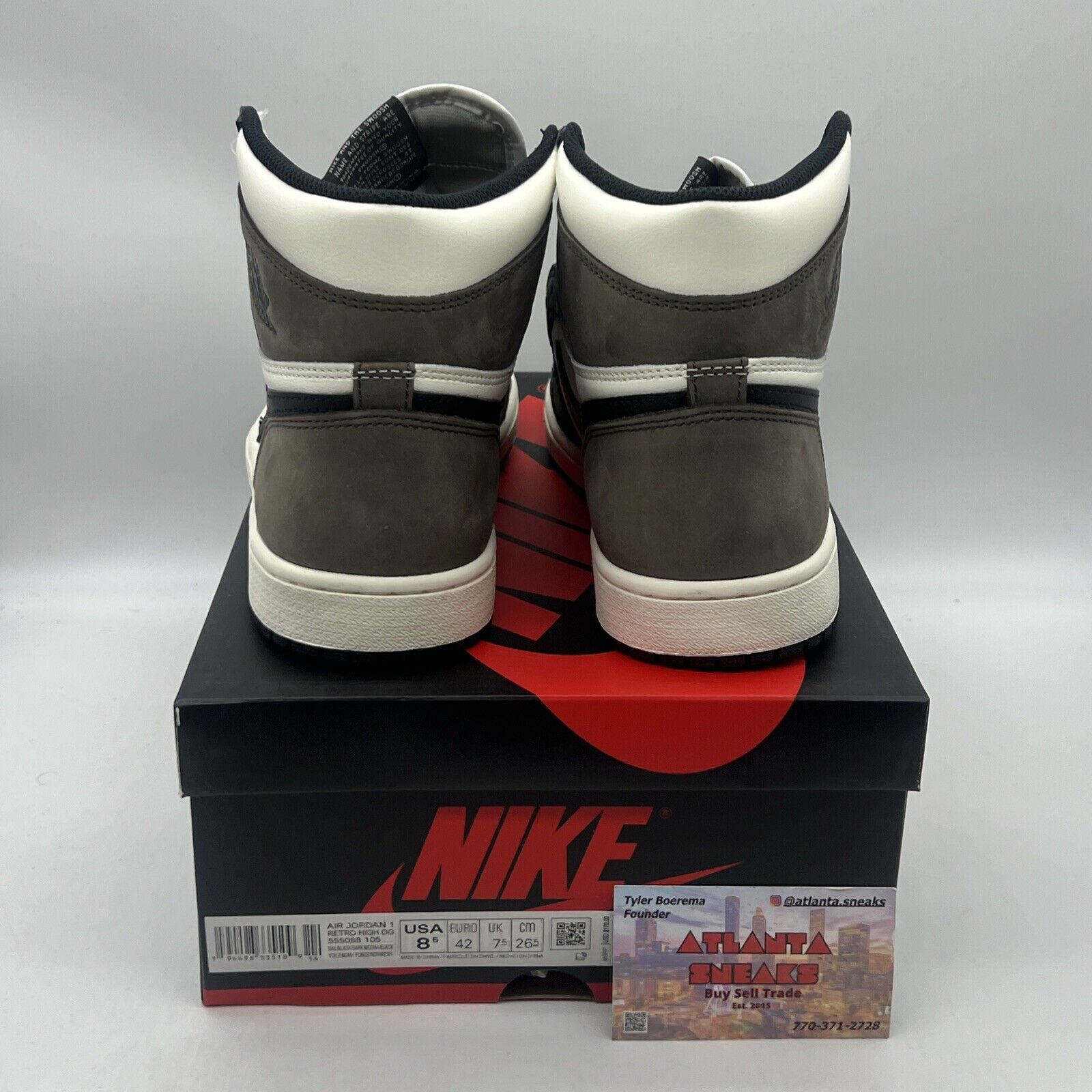 Size 8.5 - Jordan 1 Retro OG High Dark Mocha Brand New Og All Black White DS