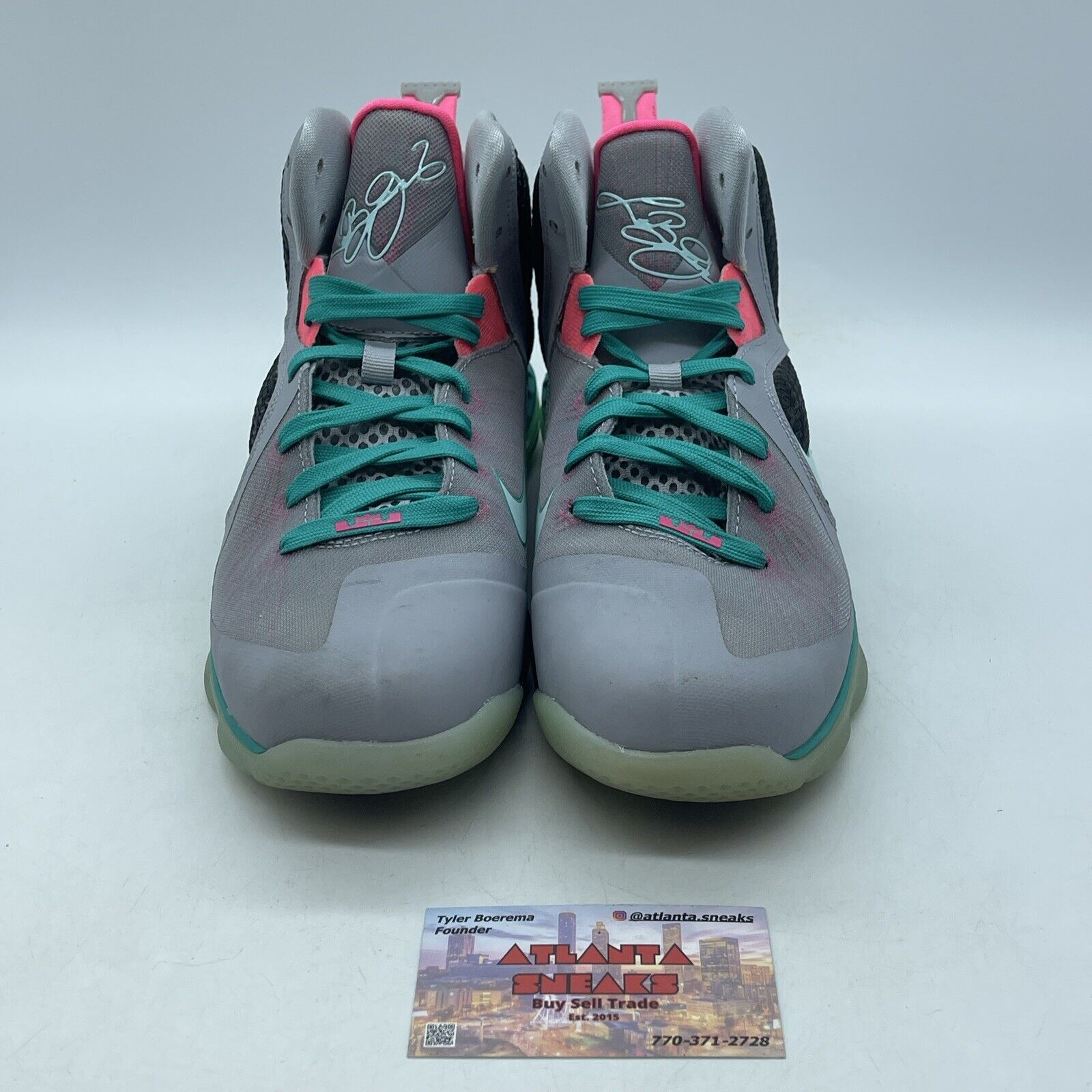 Size 7Y - Nike Lebron 9 South Beach Florida GS 2012 Leather Grey (472664-006)