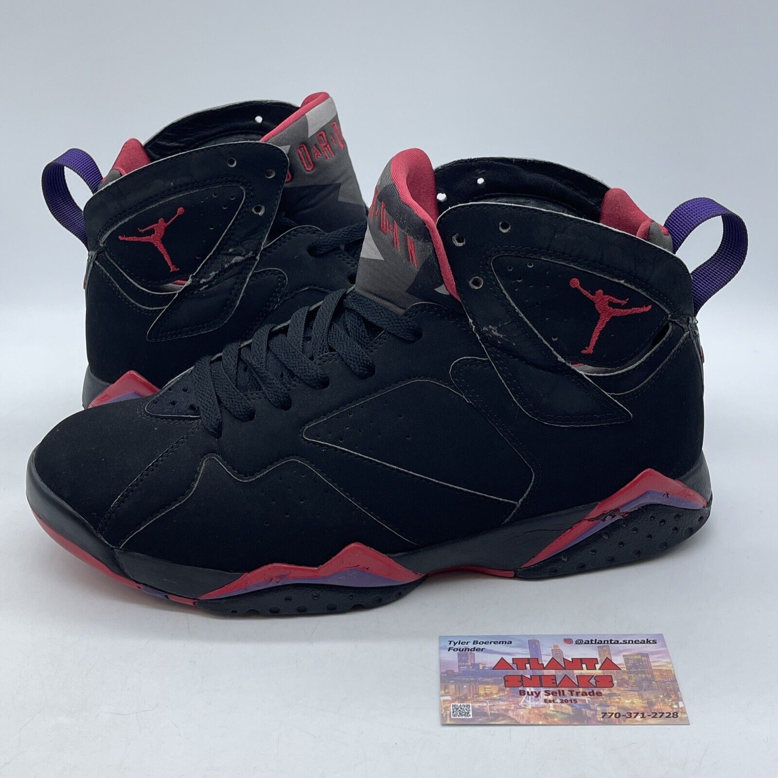 Size 10.5 - Air Jordan 7 Retro 2012 Raptor Black Red Purple (304775-018)