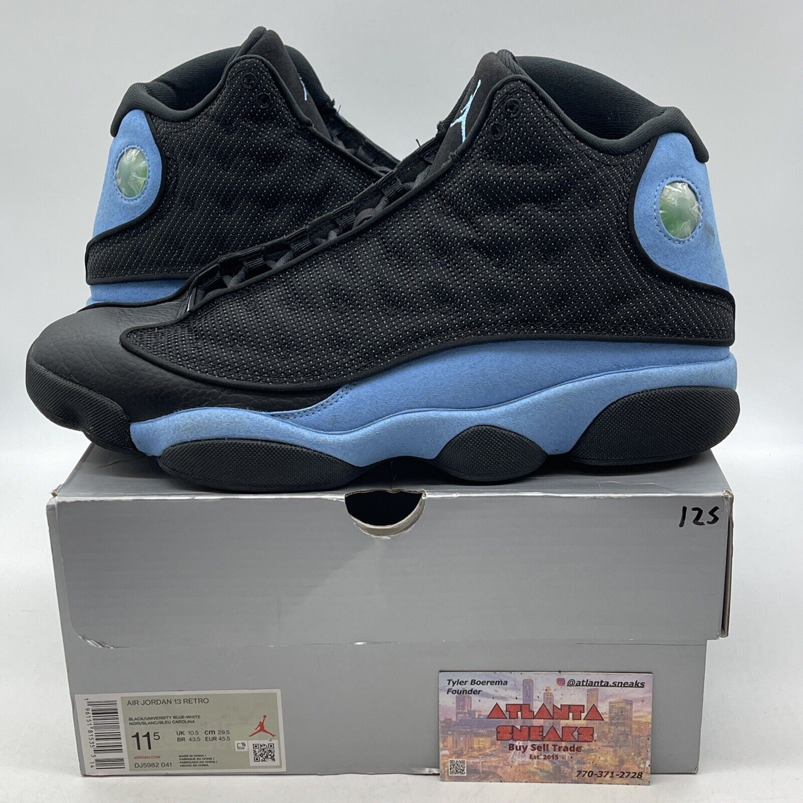 Size 11.5 - Jordan 13 Retro Mid Black University Blue Suede Leather (DJ5982-041)