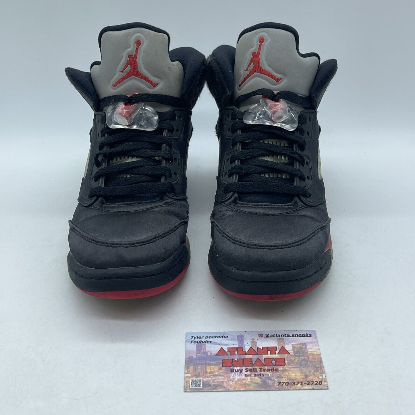 Size 7Y - Nike Air Jordan 5 V Retro Satin Bred Black Red Suede (440888-006)