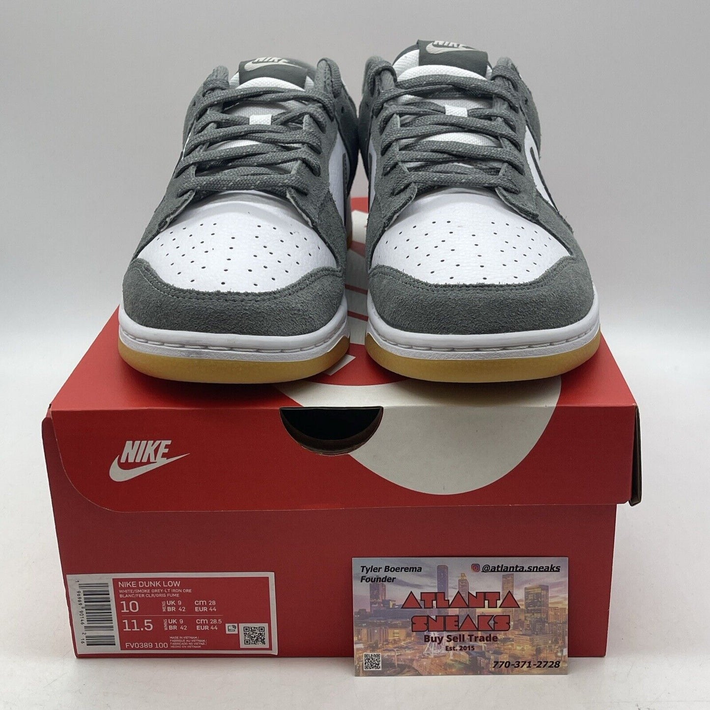 Size 10 - Nike Dunk Low Smoke Grey Gum White Suede (FV0389-100)