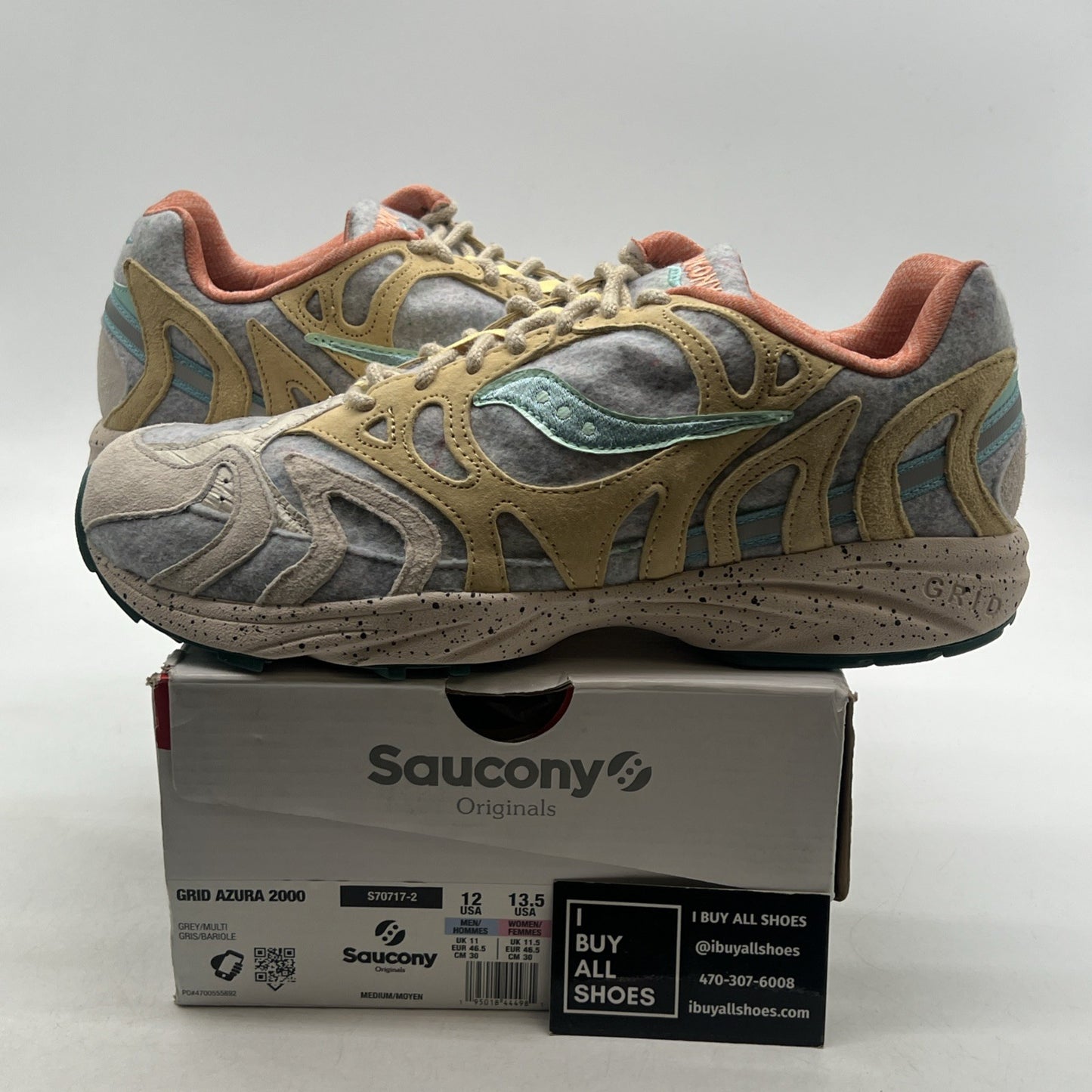 Size 12 - Saucony Grid Azura 2000 Felt 'Grey/Multi' (S70717-2)