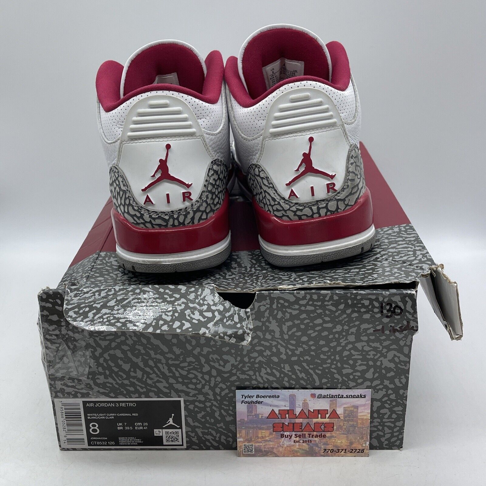 Size 8 - Jordan 3 Retro Mid Cardinal Red Grey Suede White Leather (CT8532-126)