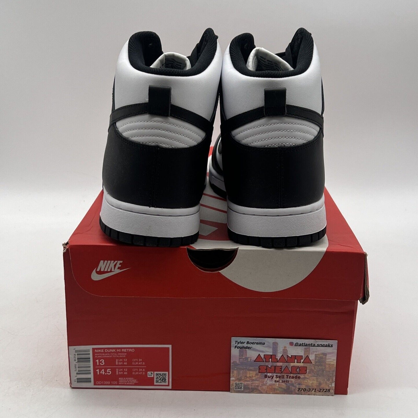 Size 13 - Nike Dunk High Black White Leather (DD1399-105)