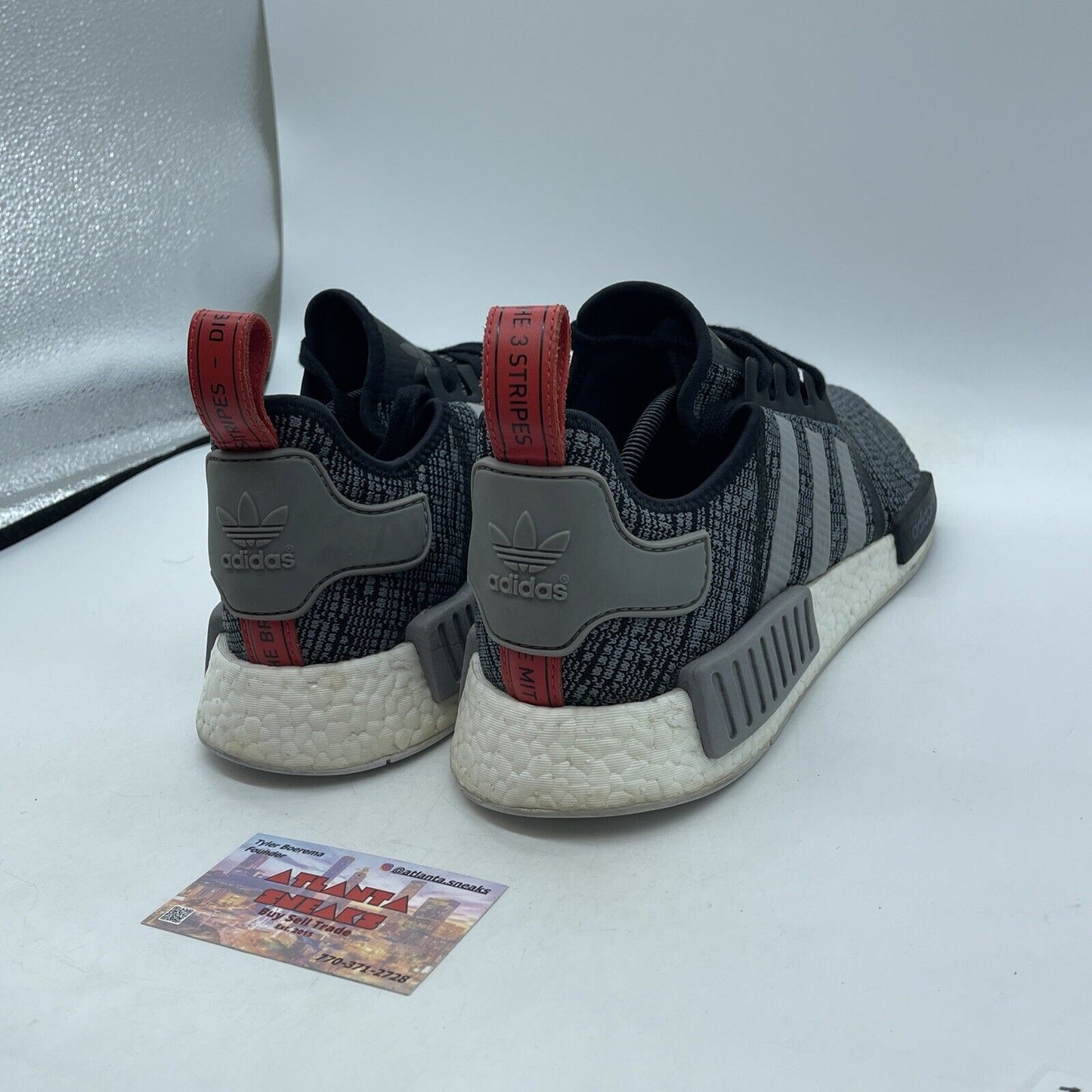 Size 13 - adidas NMD_R1 Glitch Black Grey White Red Suede Leather (BB2884)