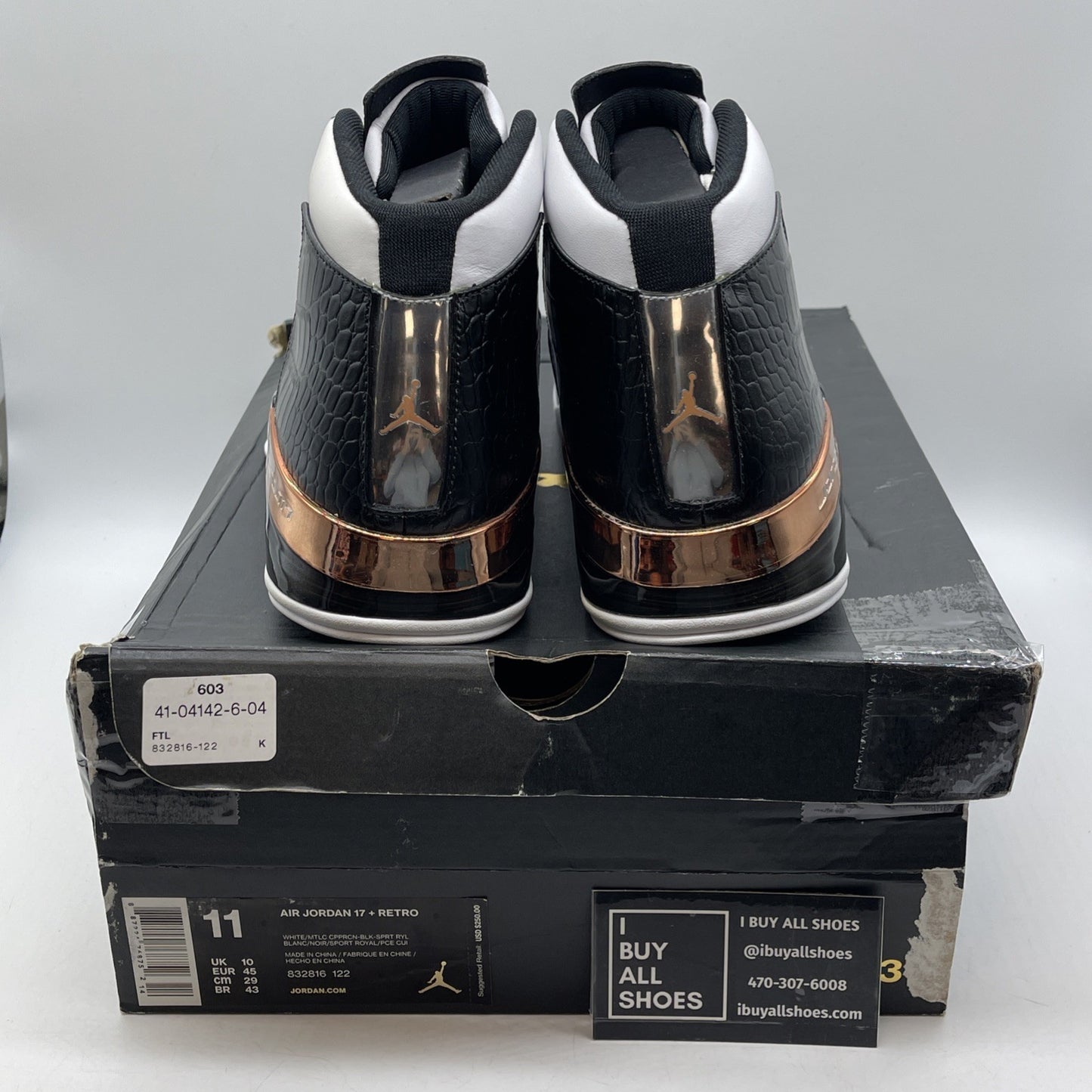 Size 11 - Air Jordan 17+ Retro 2016 Copper White Black Leather (832816-122)