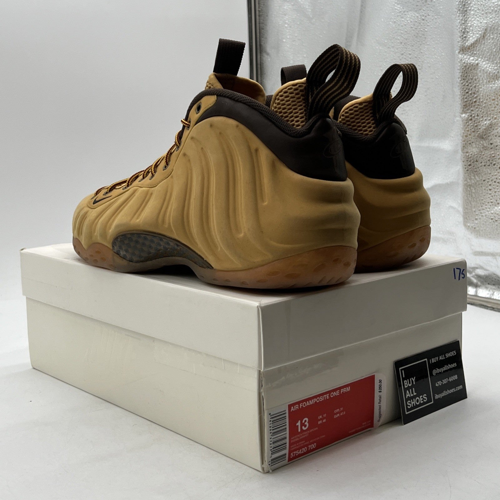 Size 13 - Nike Air Foamposite One Premium Wheat Haystack Sneakers (575420-700)