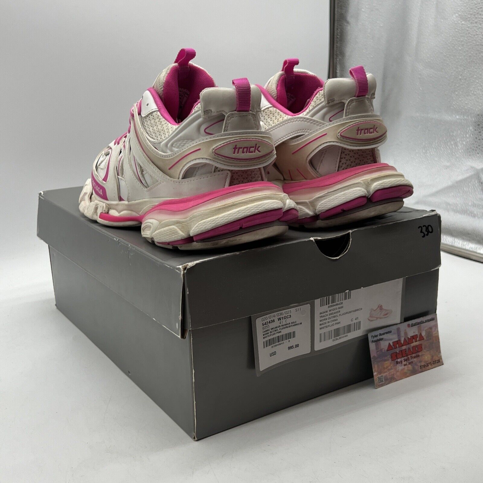 Size 11 - Balenciaga Wmns Track Sneaker White Fluo Pink (542436W1GC39055)